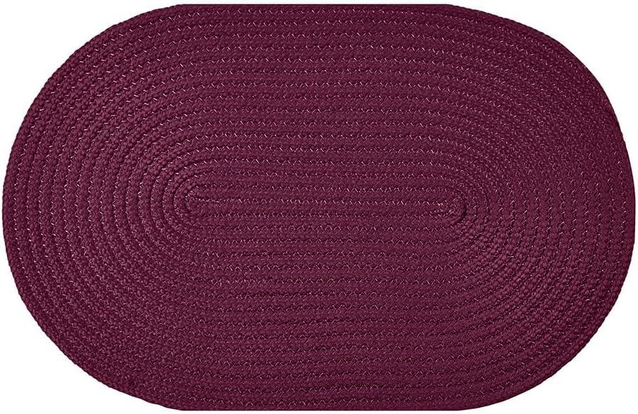 Better Trends Country Braid Collection is Durable and Stain Resistant Reversible Indoor Area Utility Rug 100% Polypropylene in Vibrant Colors, 96" x 132" Oval, Burgundy Solid