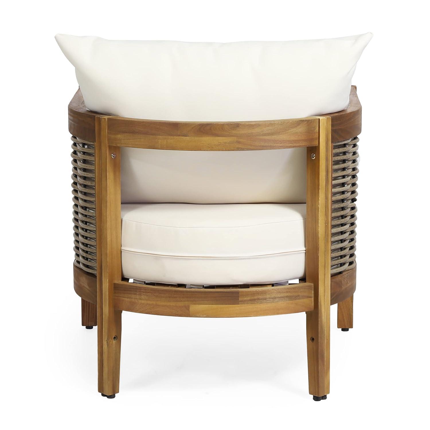 Burchett 2pk Outdoor Acacia Wood Club Chairs with Cushions: Weather-Resistant, UV-Resistant - Christopher Knight Home