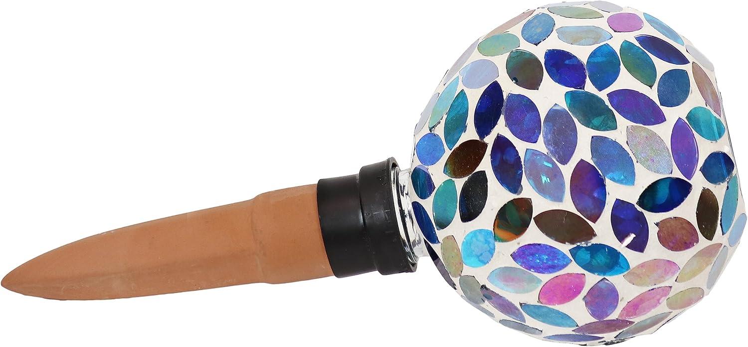 Sunnydaze Glass Mosaic Watering Globe for Plants and Flowers