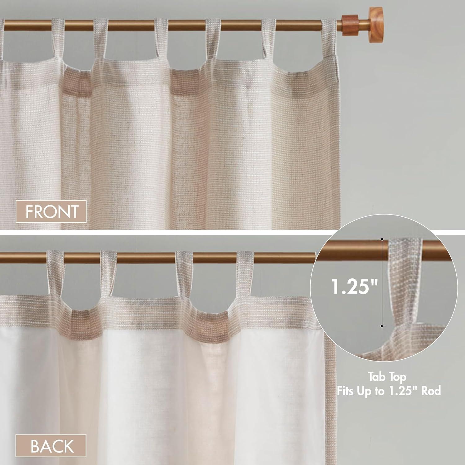 Natural Faux Linen Tab Top Light-Filtering Drapes