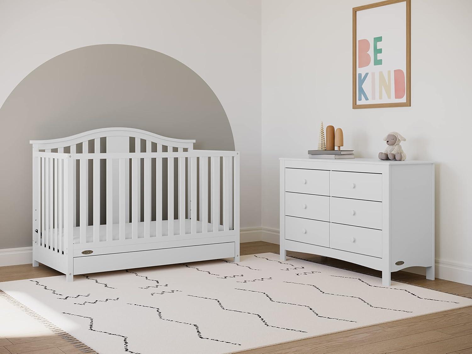 White Pine 4-in-1 Convertible Crib with Drawer