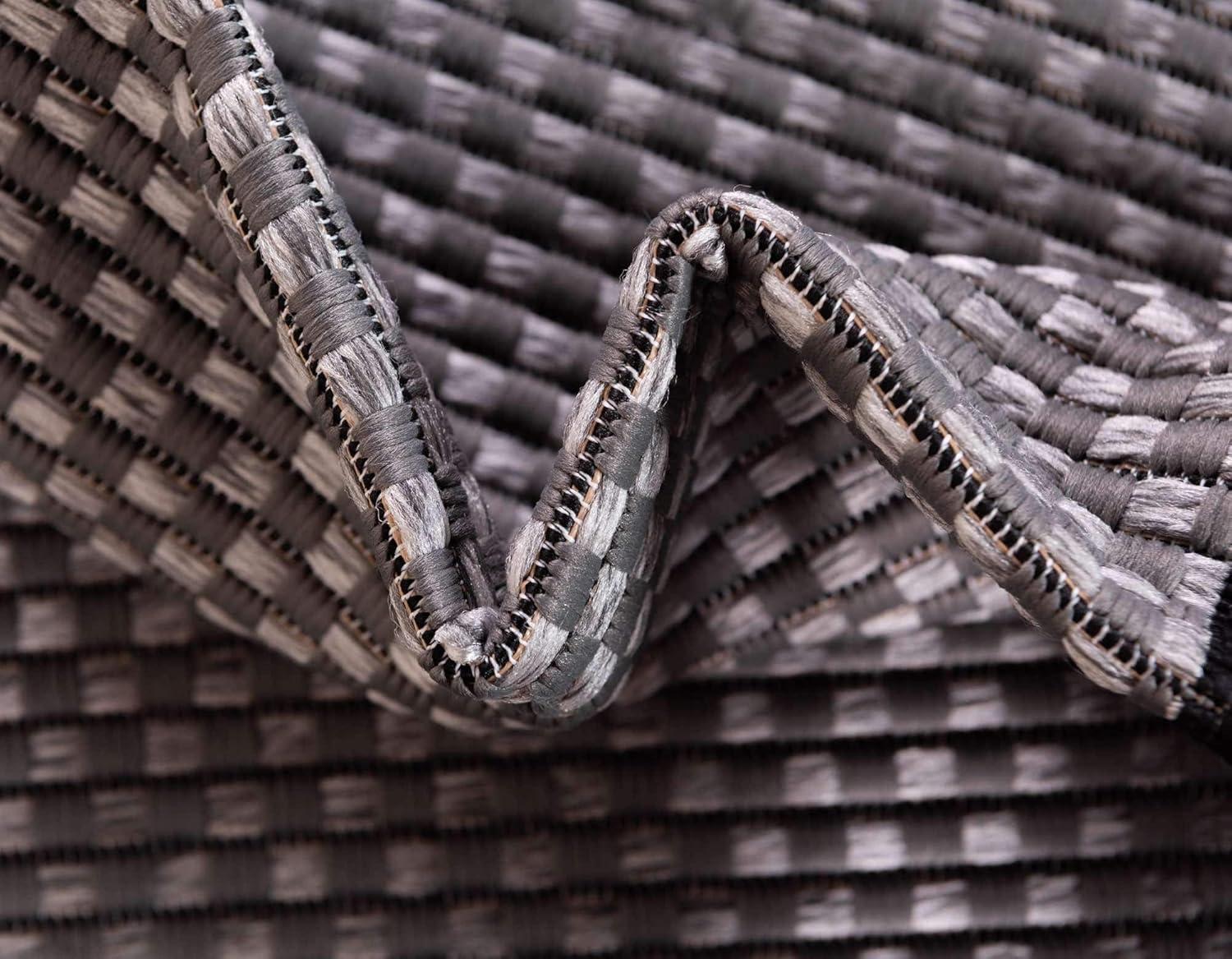 Unique Loom Outdoor Border Collection Area Rug - Multi Border (2' 2" x 3' Rectangle Gray/Black)