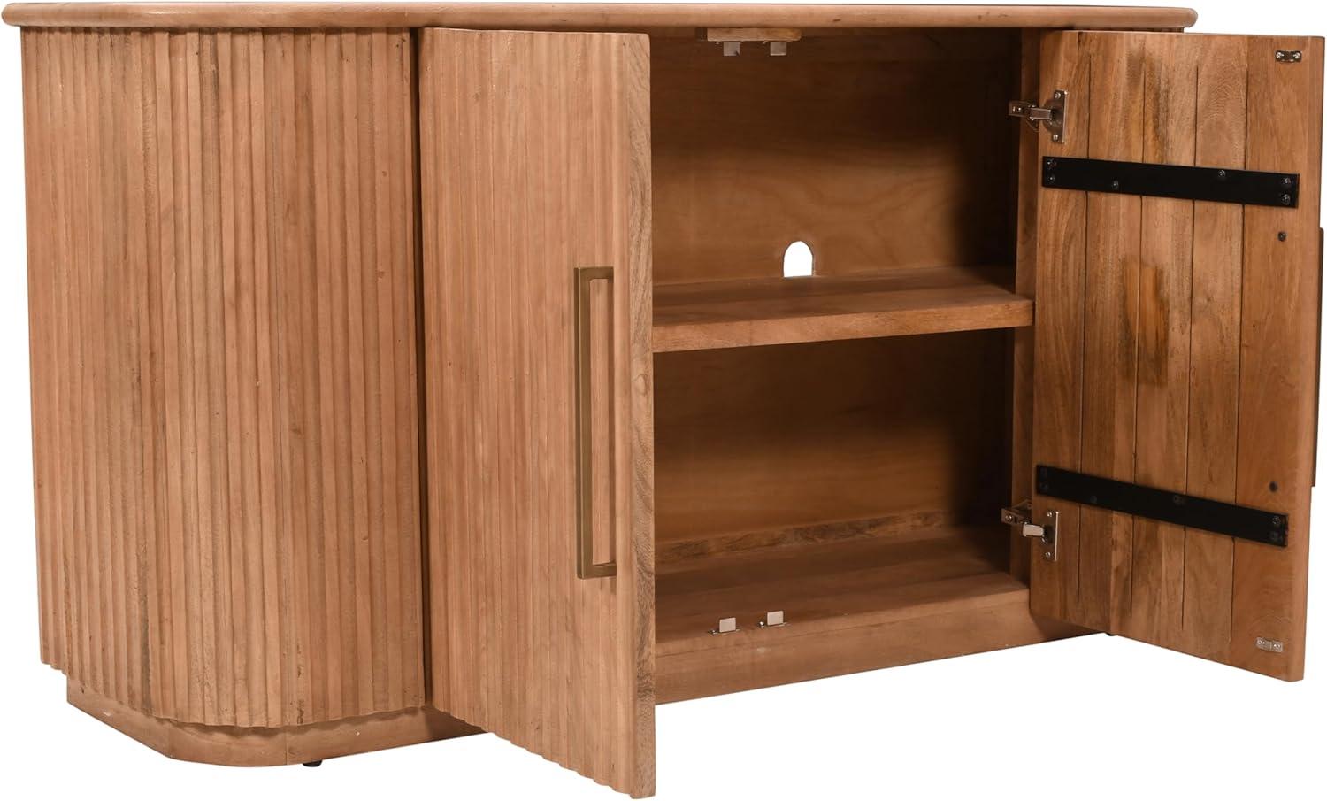 Jofran Breck Solid Wood 60" Mid-Century Modern Curved Sideboard Bar Storage Cabinet