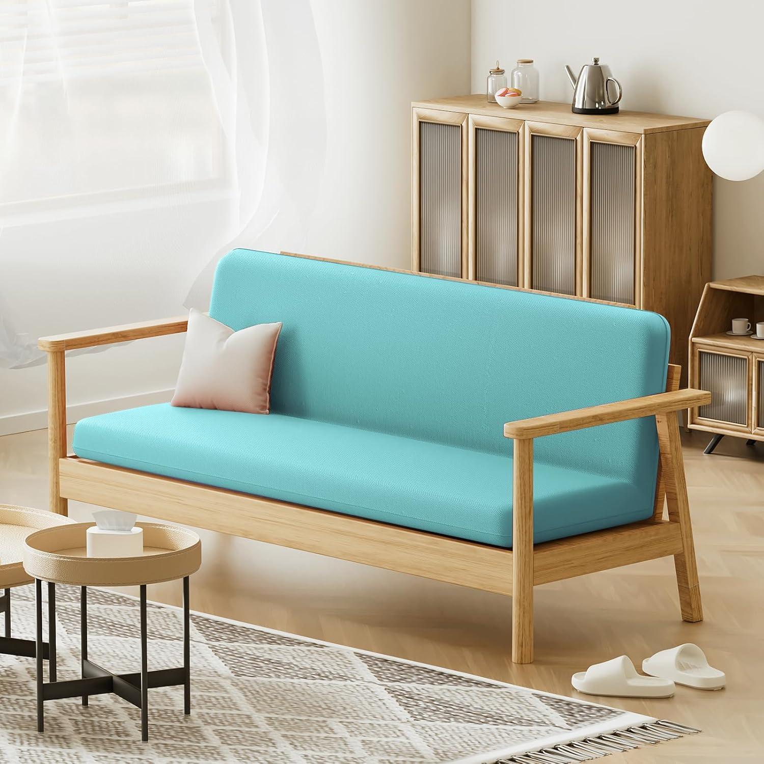 Solid Futon Cover Slipcover Fit 6"- 8" Futon Mattresses Light Blue, Full Size 54x75 Inch