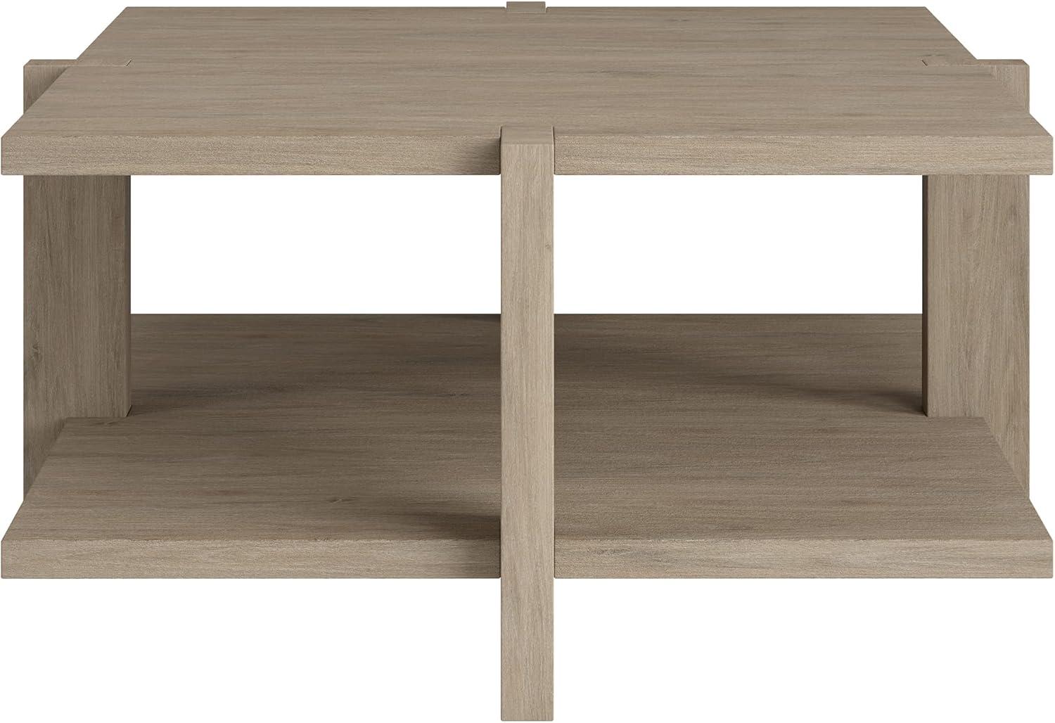 Scandinavian-Inspired Antiqued Gray Oak Square Coffee Table with Storage