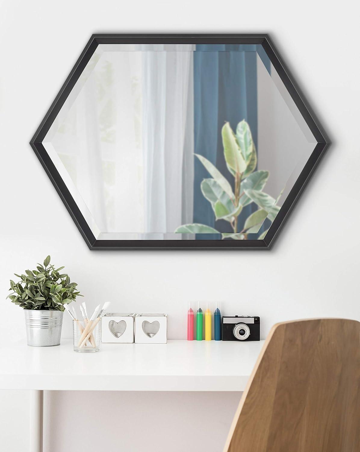 22" x 26" Calder Hexagon Wall Mirror Black - Kate & Laurel All Things Decor: Modern Style, No Assembly, Wall Mounted