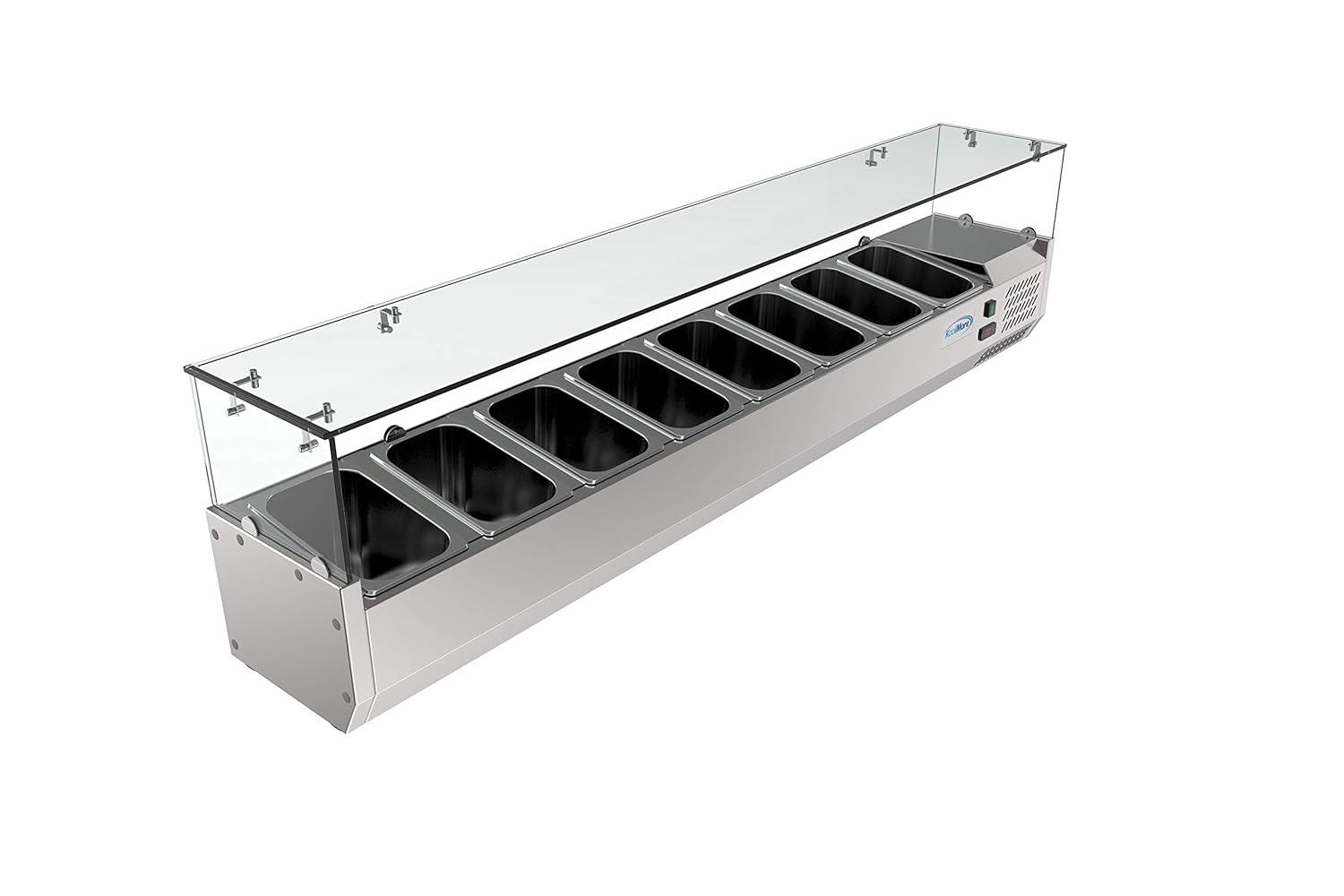 KoolMore 71 in. Eight Pan Refrigerated Countertop Condiment Prep Station