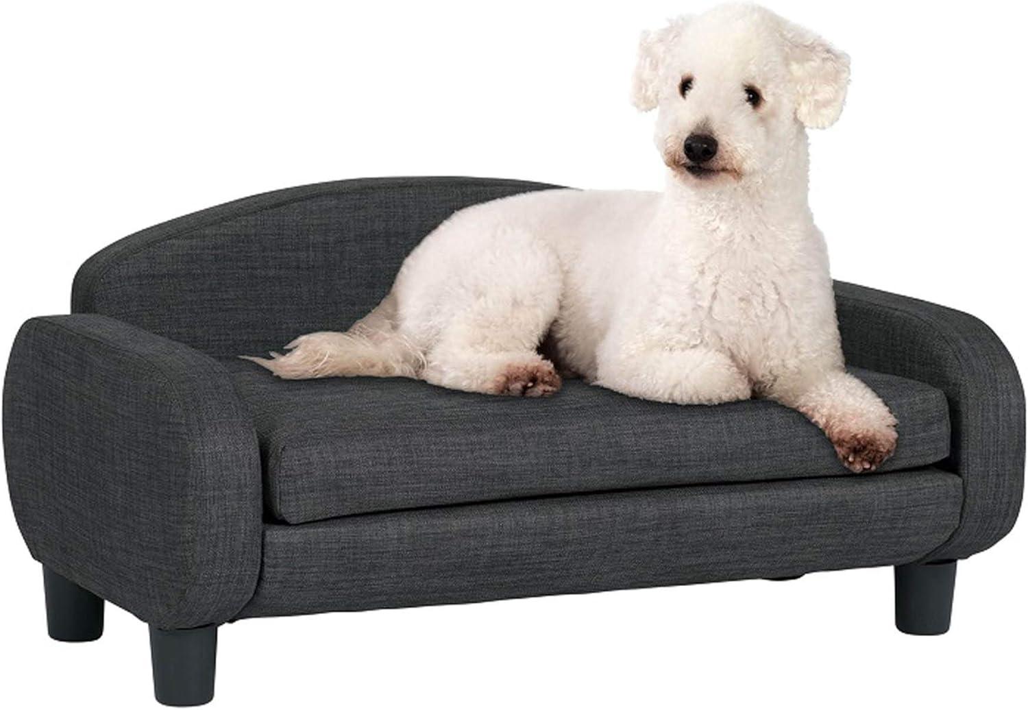 Paws & Purrs Modern Pet Sofa 31.5" Wide Low Back Lounging Bed with Removable Mattress Cover in Espresso / Gray - 61013