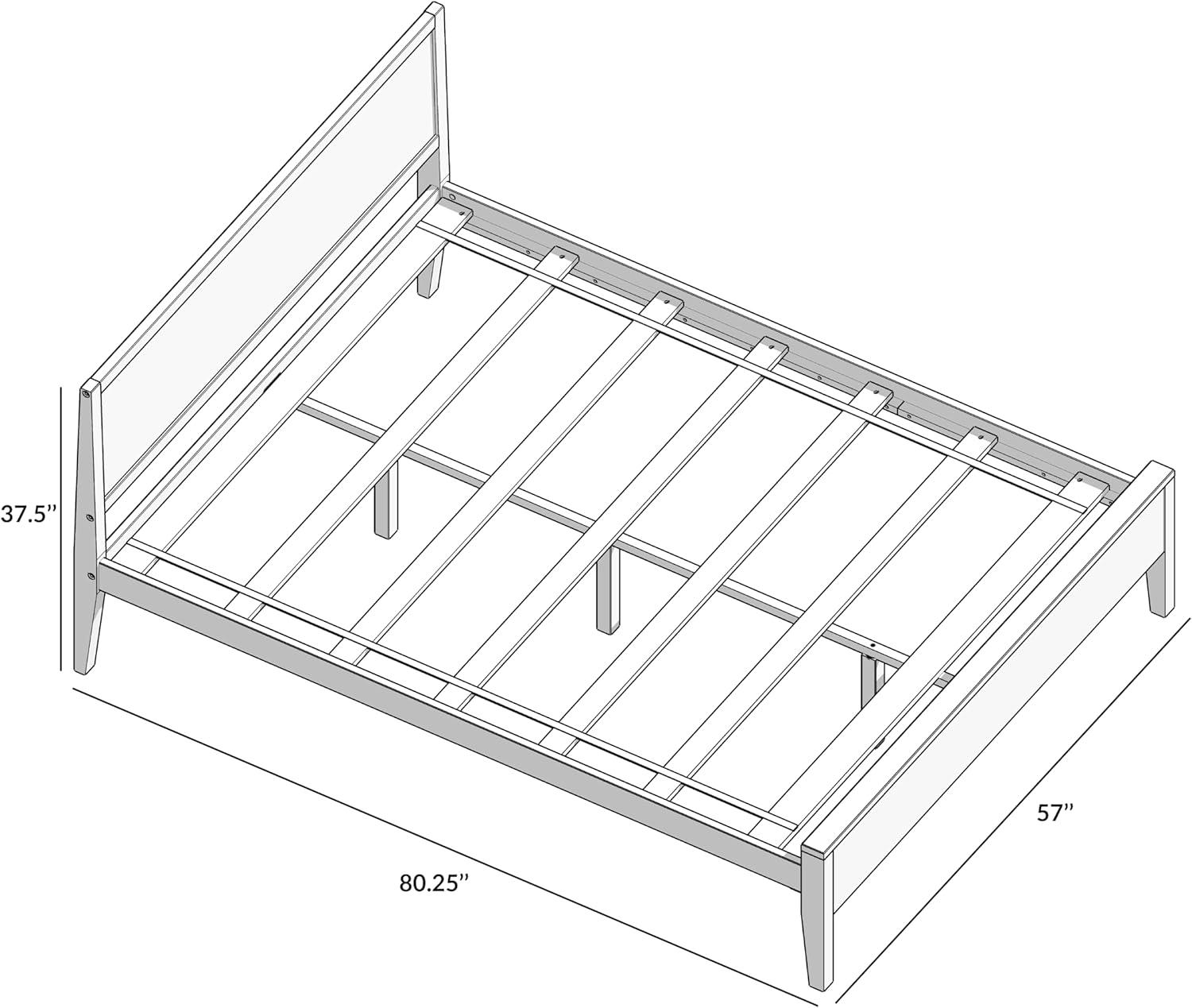 Plank+Beam Solid Wood Full Size Bed Frame with Headboard, Modern Platform Bed for Adults