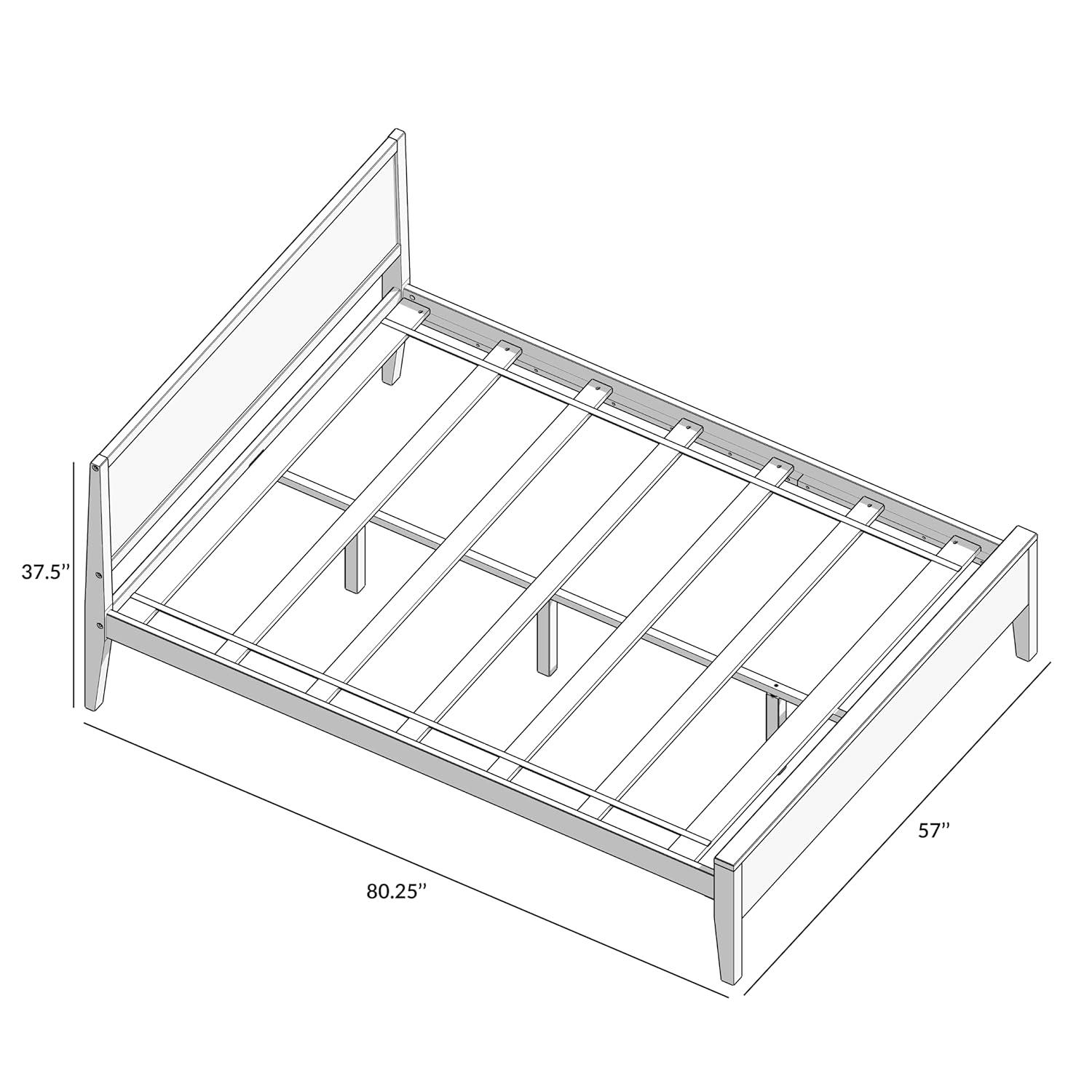 Plank+Beam Solid Wood Full Size Bed Frame with Headboard, Modern Platform Bed for Adults