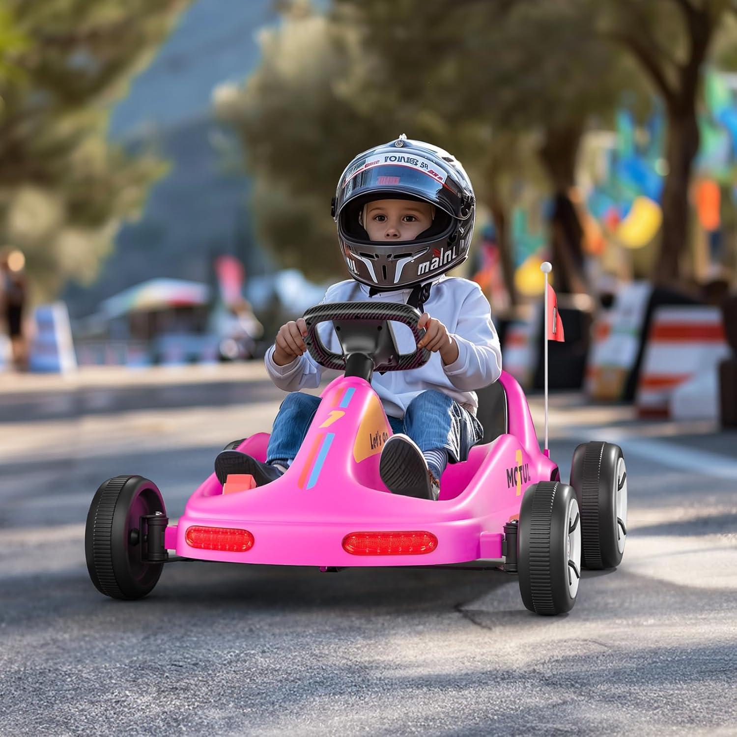 Tobbi 12v Kids Go Kart, Outdoor Battery Powered Ride On Car For Boys And Girls Aged 3-8, Childrens Electronic Toy Go Kart With 2 Speed Modes, Remote Control,bluetooth