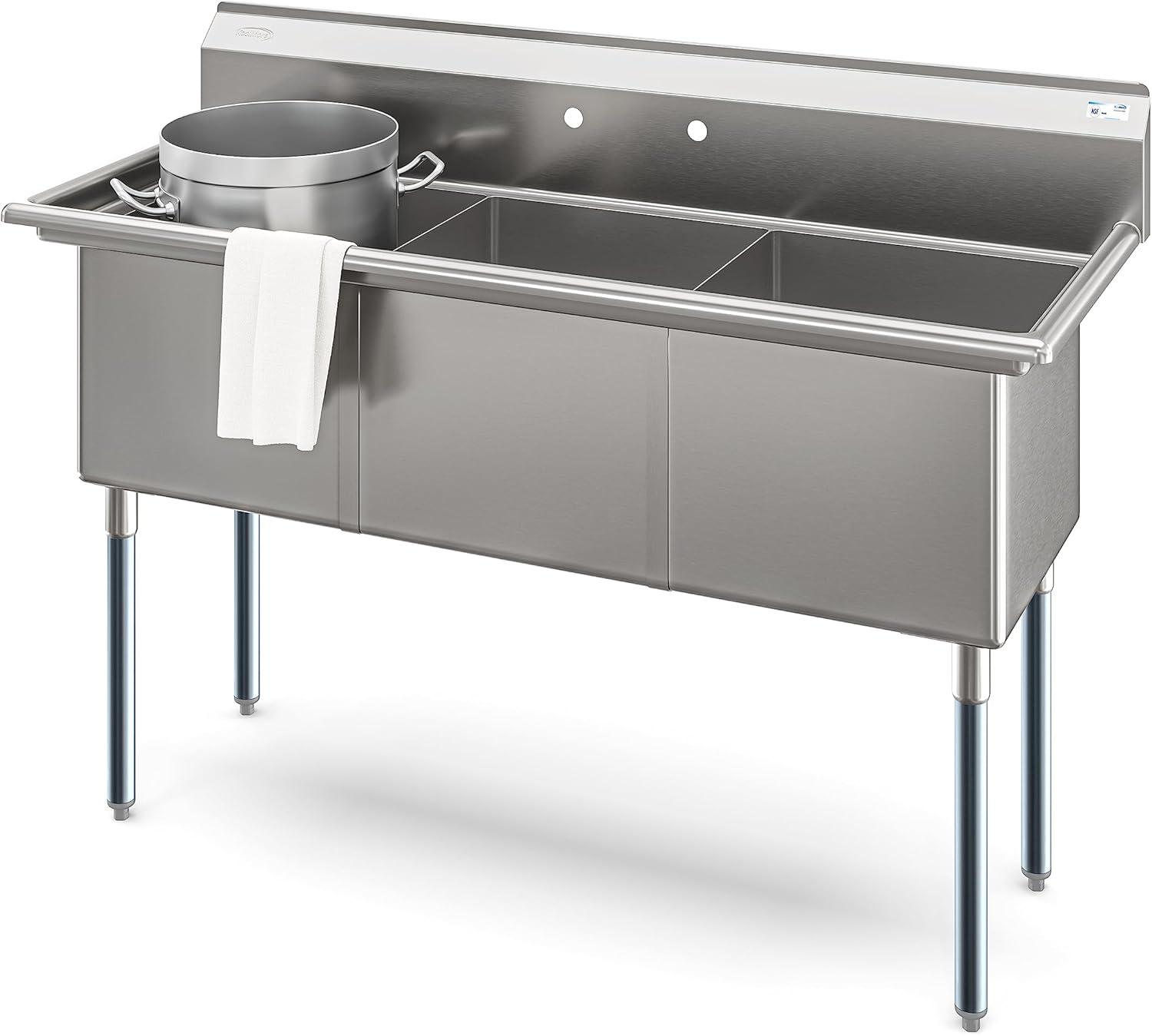 60'' L Triple Bowl Stainless Steel Kitchen Sink