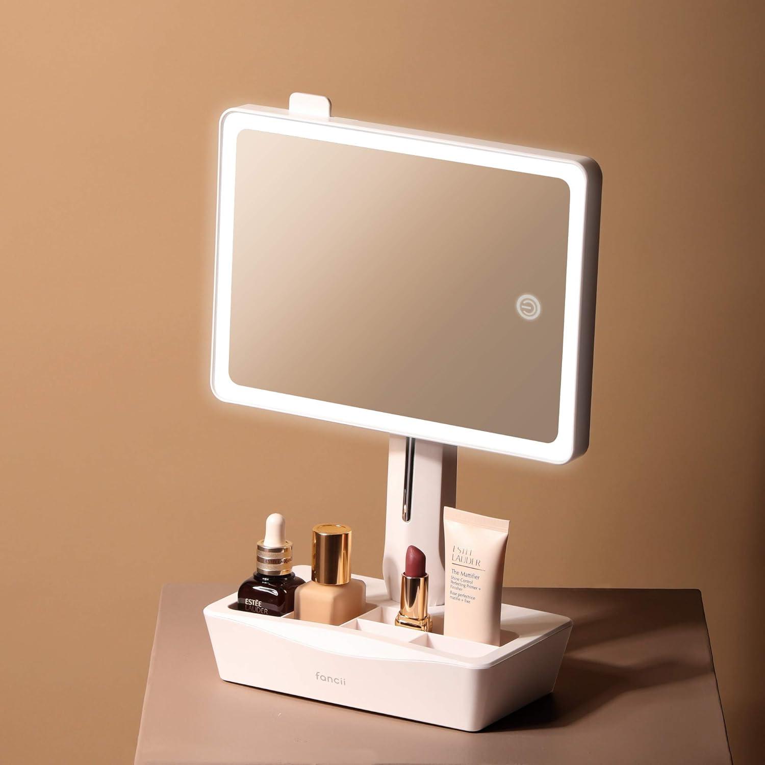 Fancii Gala LED Lighted Large Vanity Makeup Mirror with 10X Pull Out Magnifying Mirror