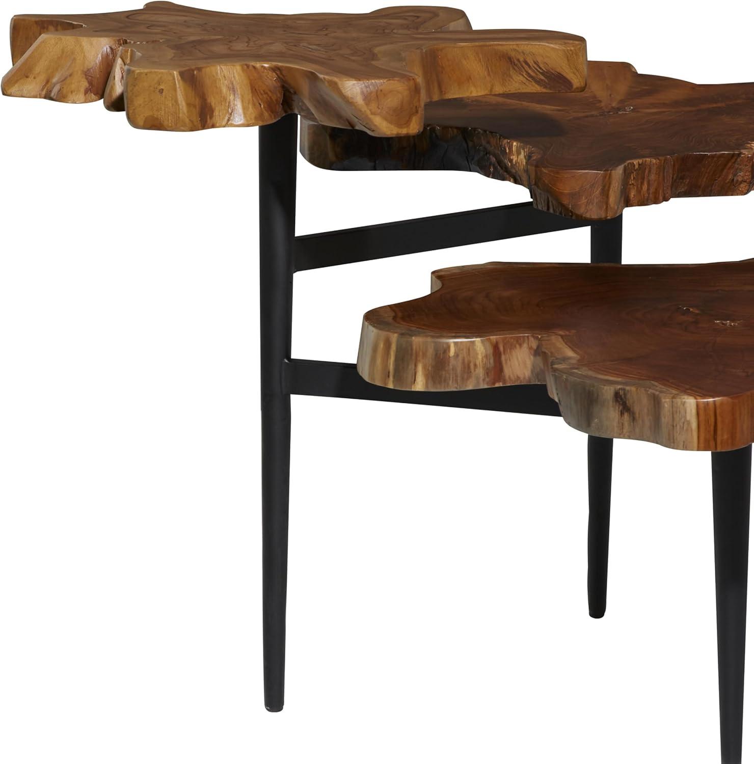 Rustic Teak Wood Accent Table Dark Brown - Olivia & May: Handcrafted, No Assembly Required