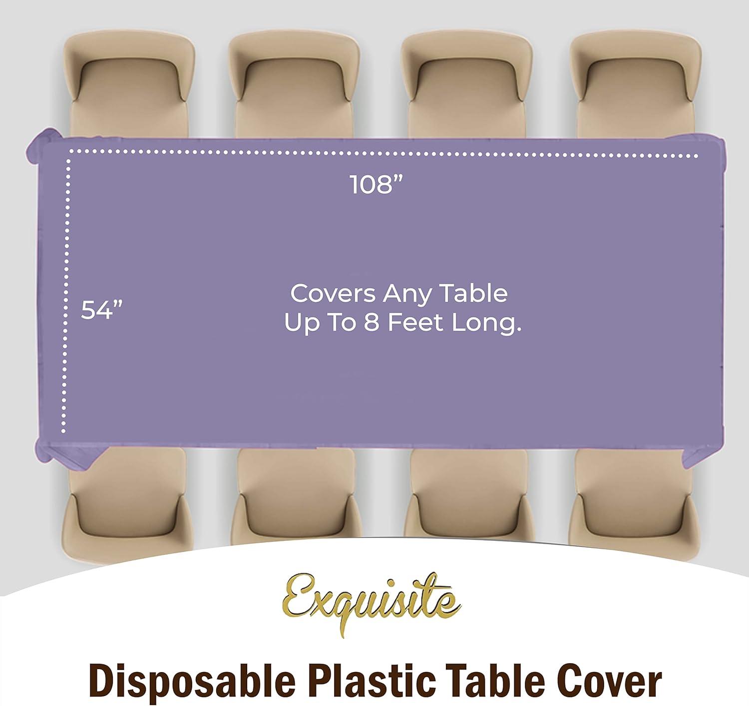 Crown Premium Quality Plastic Tablecloth 54 Inch. x 108 Inch. Rectangle - Lavender - 6 Pack