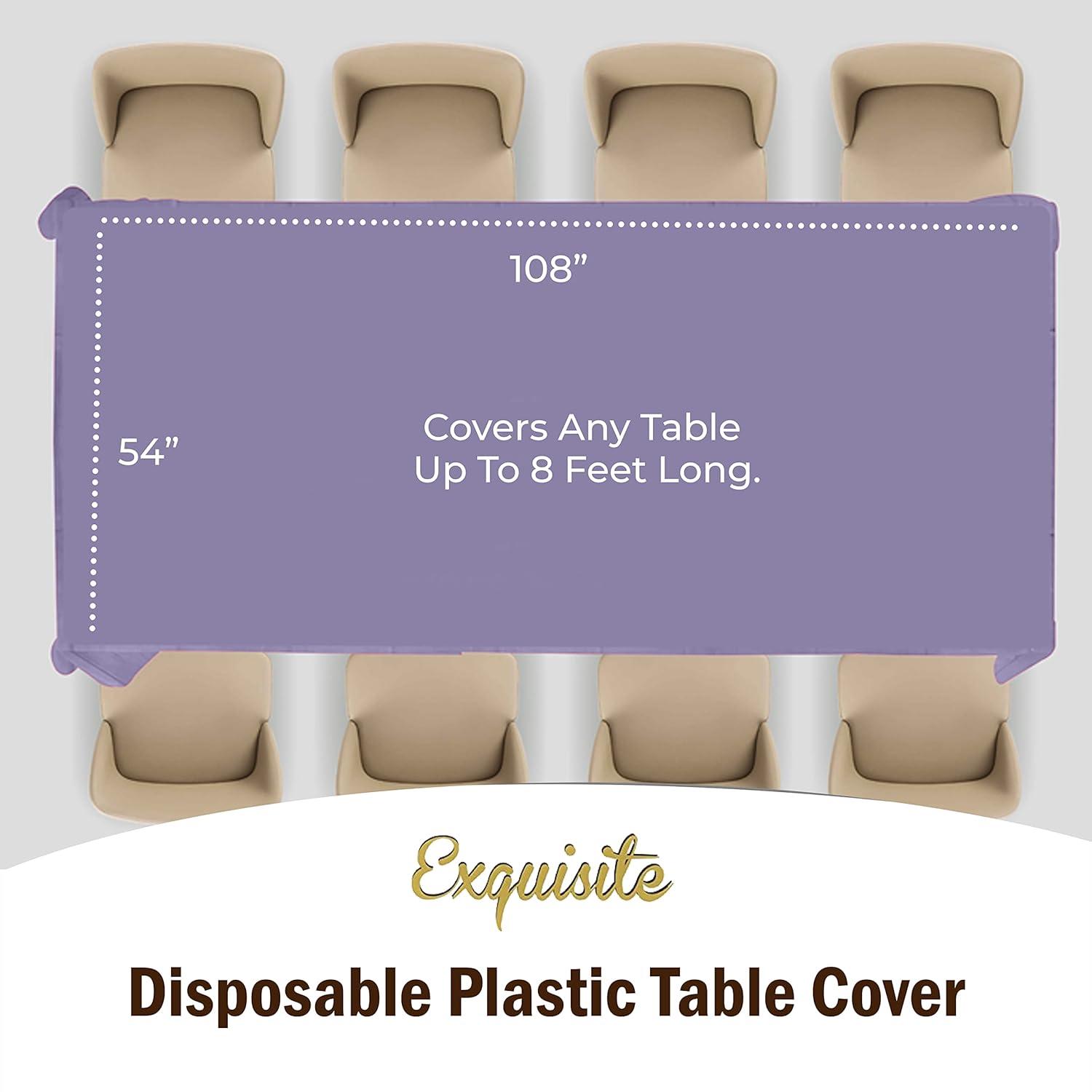 Crown Premium Quality Plastic Tablecloth 54 Inch. x 108 Inch. Rectangle - Lavender - 6 Pack