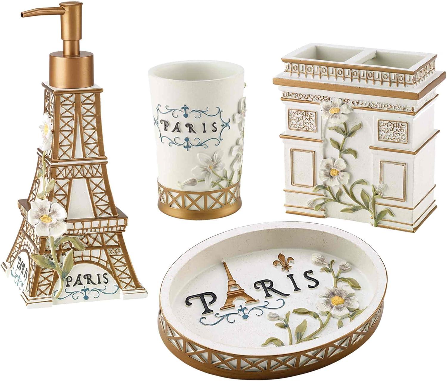 Paris Botanique Hand-Painted Resin 4-Piece Bath Accessory Set