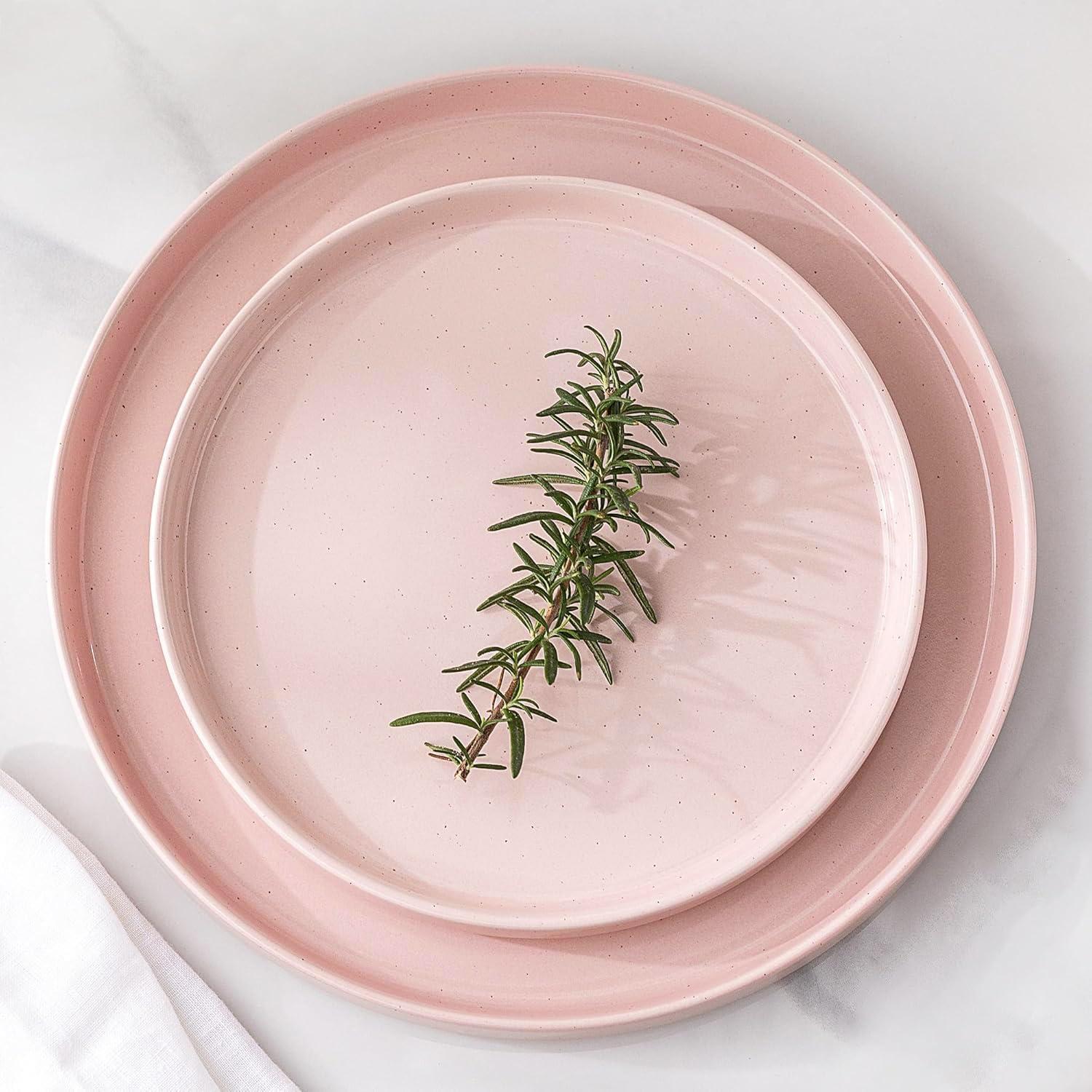 Hokku Designs 6-Person Dinnerware Set, 18-Piece Speckled Plate and Bowl Set