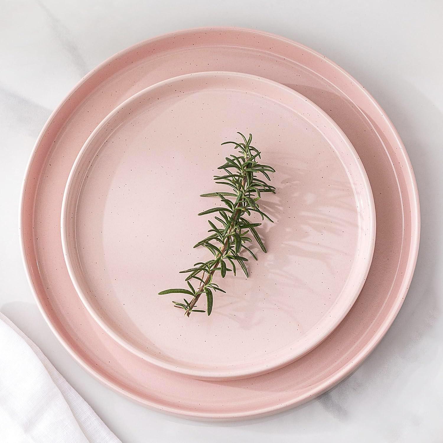Hokku Designs 6-Person Dinnerware Set, 18-Piece Speckled Plate and Bowl Set