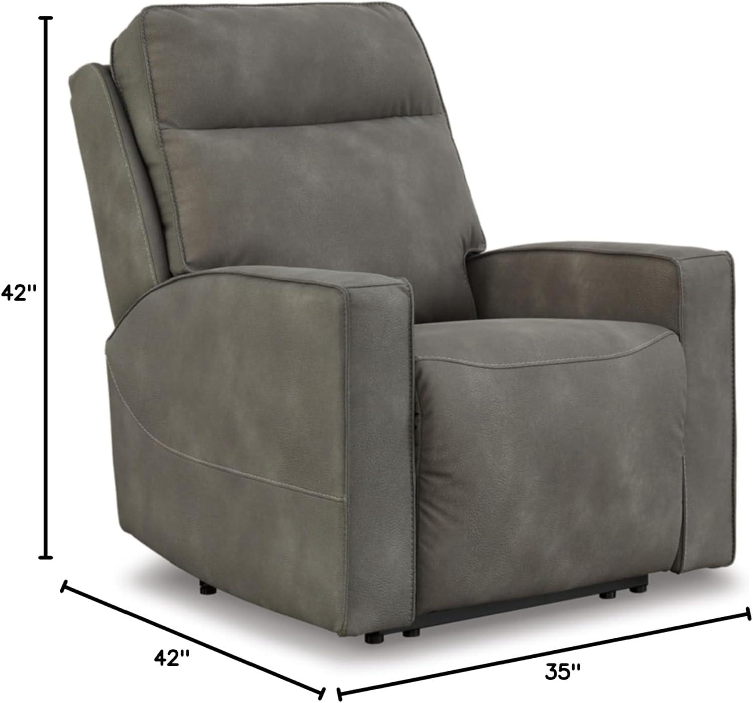 Slate Gray Microfiber Power Recliner with Adjustable Headrest