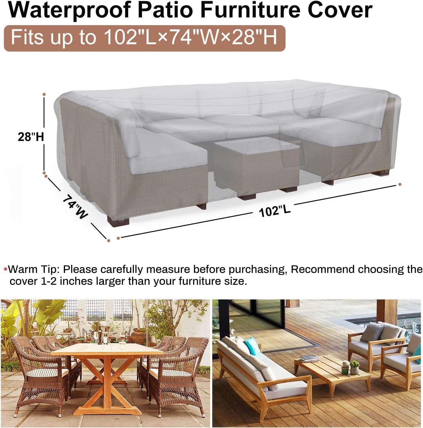 Black Heavy Duty Waterproof Patio Furniture Cover with Click-Close Straps