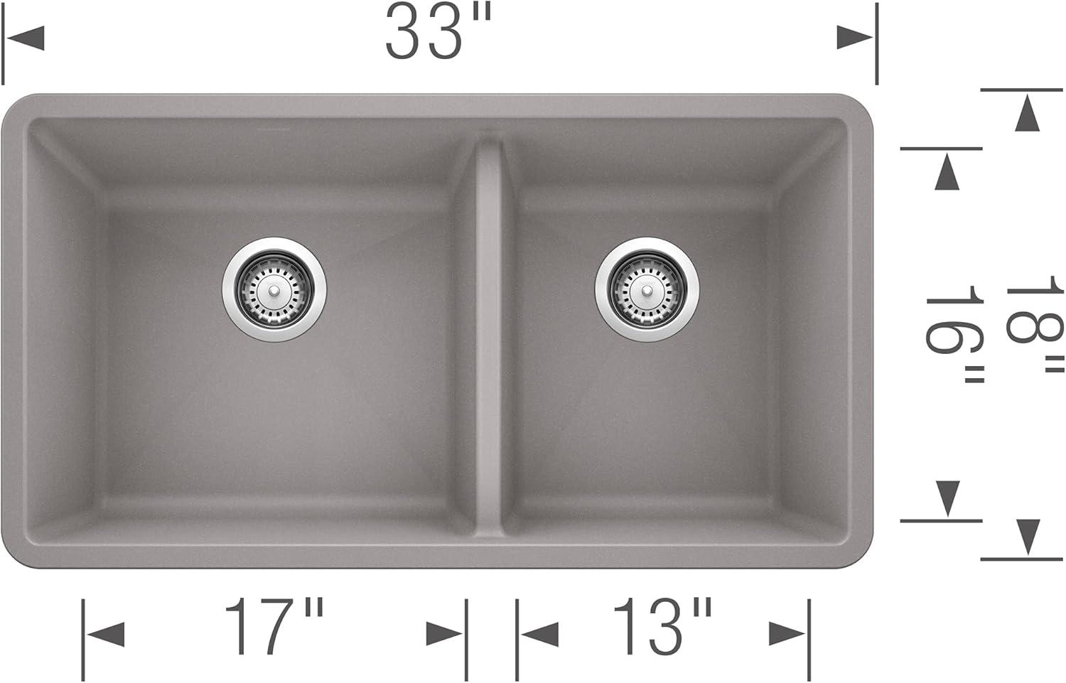 Precis SILGRANIT 33" L X 18" W Double Bowl Undermount Kitchen Sink
