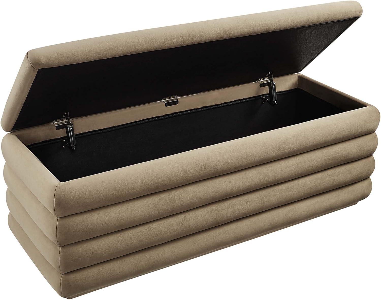 Modway Mezzo Upholstered Performance Velvet Storage Bench in Taupe