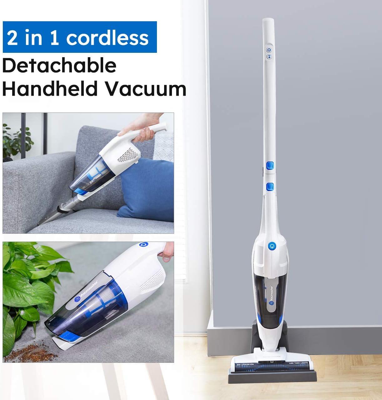 White Convertible Cordless Stick Vacuum with HEPA Filter