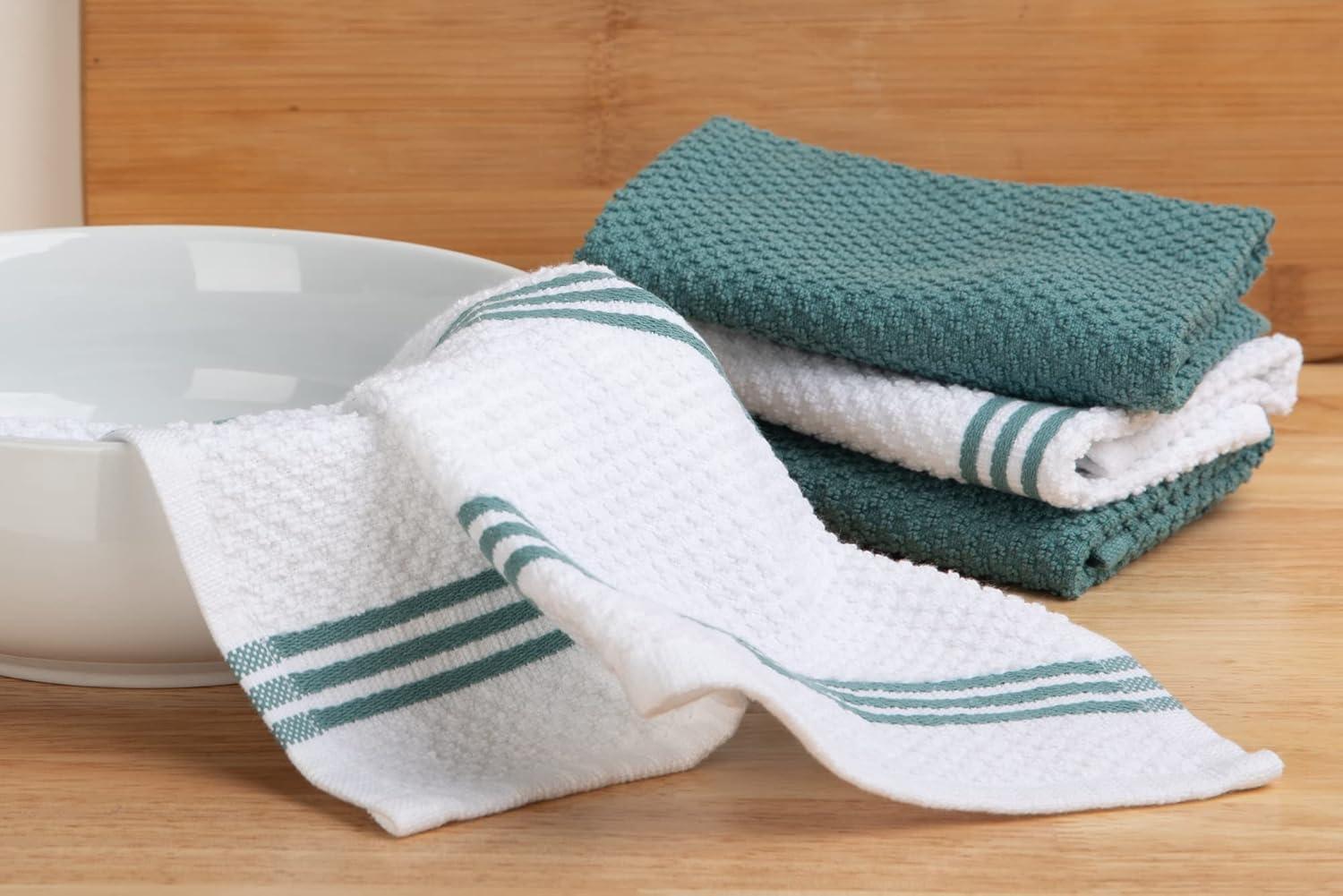 Sticky Toffee Kitchen Dishcloths Towels 100% Cotton, Set of 8, Blue and White Dish Cloth Towels, 12 in x 12 in