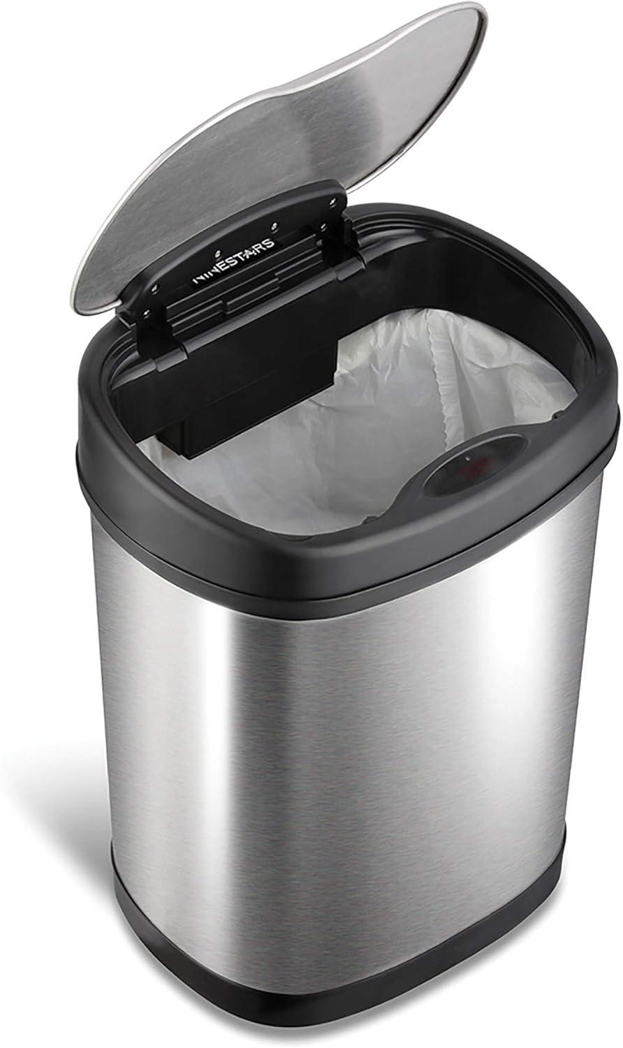 Nine Stars 3.2gal/12L Motion Sensor Trash Can Silver: Stainless Steel, Kitchen, Rectangle, Trash Can with Lid