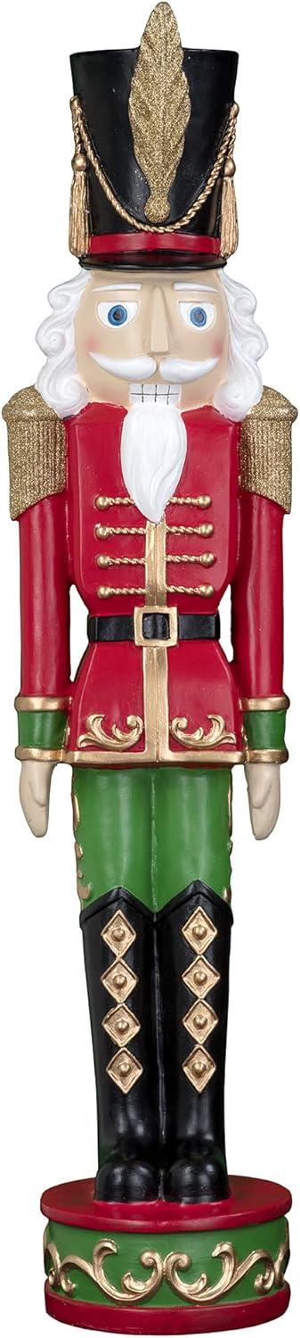 37-Inch Red and Green Resin Christmas Nutcracker Statue