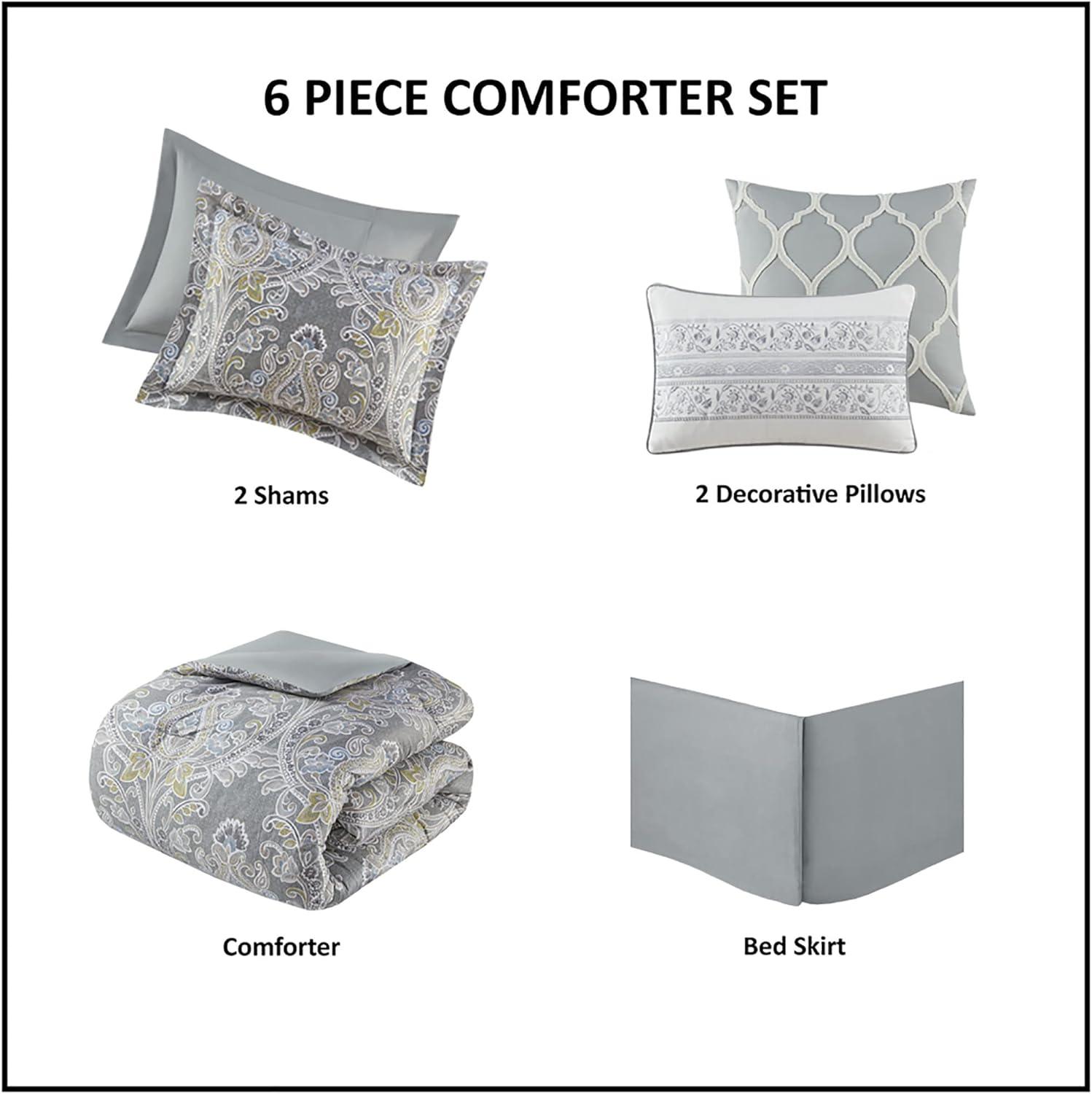 Hallie Gray King 6-Piece Cotton Comforter Set