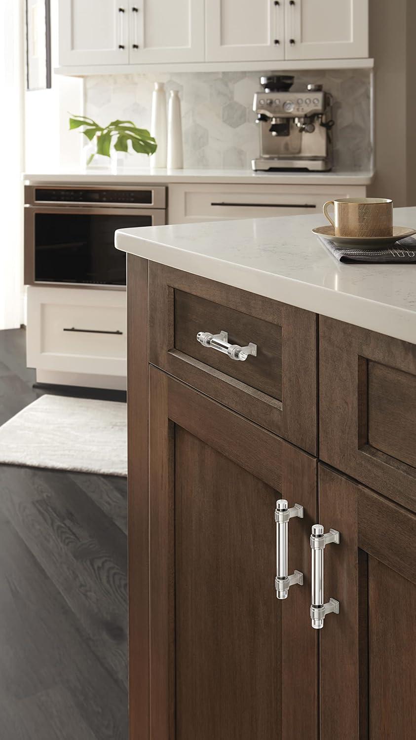 Amerock Glacio 3 inch (76mm) Center-to-Center Clear/Satin Nickel Cabinet Pull