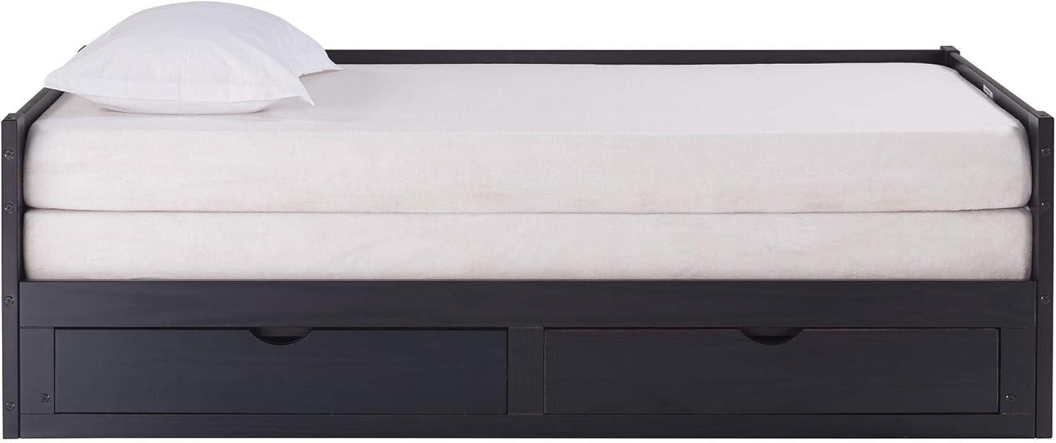 Alaterre Jasper Twin to King Extending Day Bed with Storage Drawers, Espresso