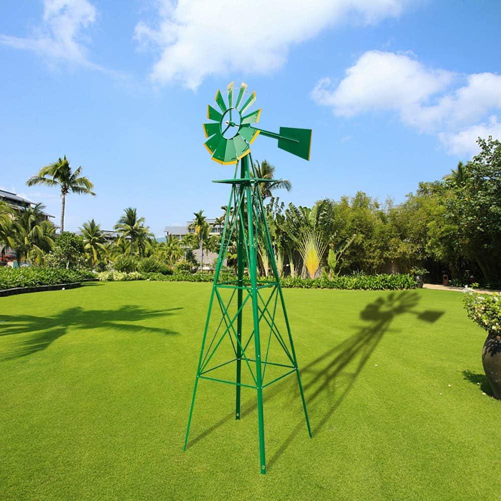Outdoor Weather Resistant Yard Garden Windmill 8FT Green