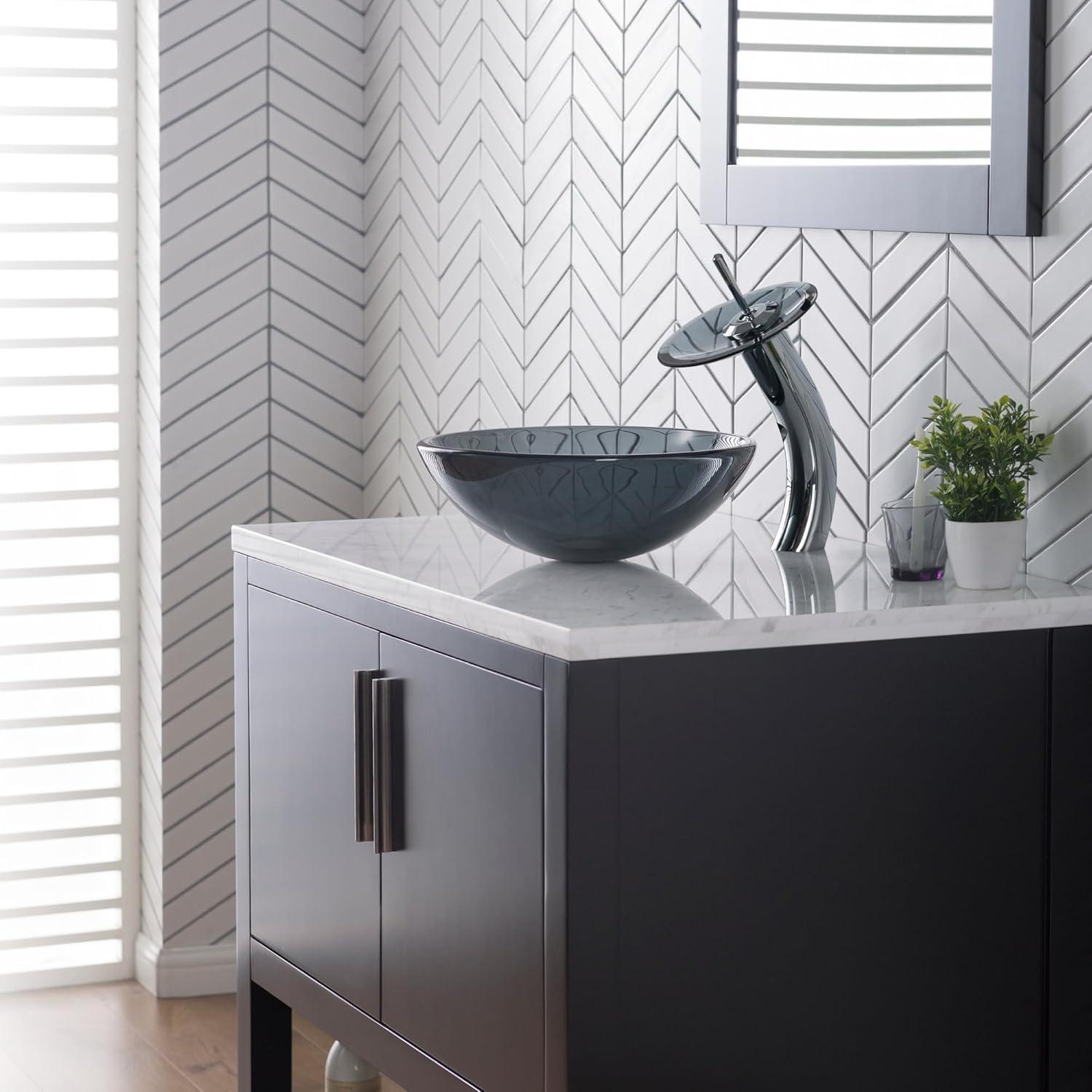 Waterfall Single Hole Single Handle Bathroom Faucet with Drain Assembly