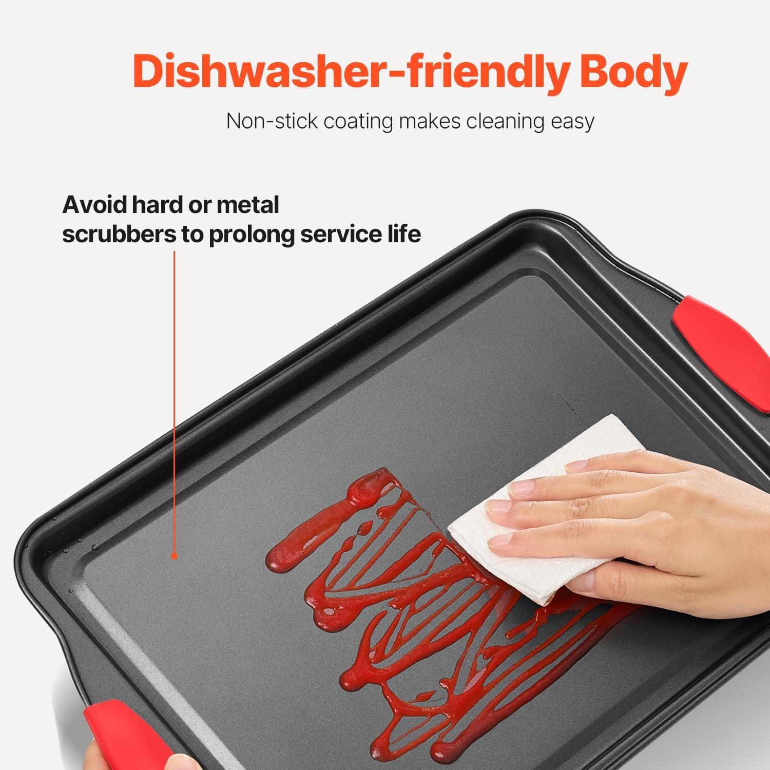 VEVOR Baking Pans Set, 3-Piece, Ultra Thick Nonstick Carbon Steel Cookware Sheets & Trays, Stackable Kitchen Oven Bakeware Cooking Sets, Easy to Clean, for Baking Cookie Cake Muffin Bread
