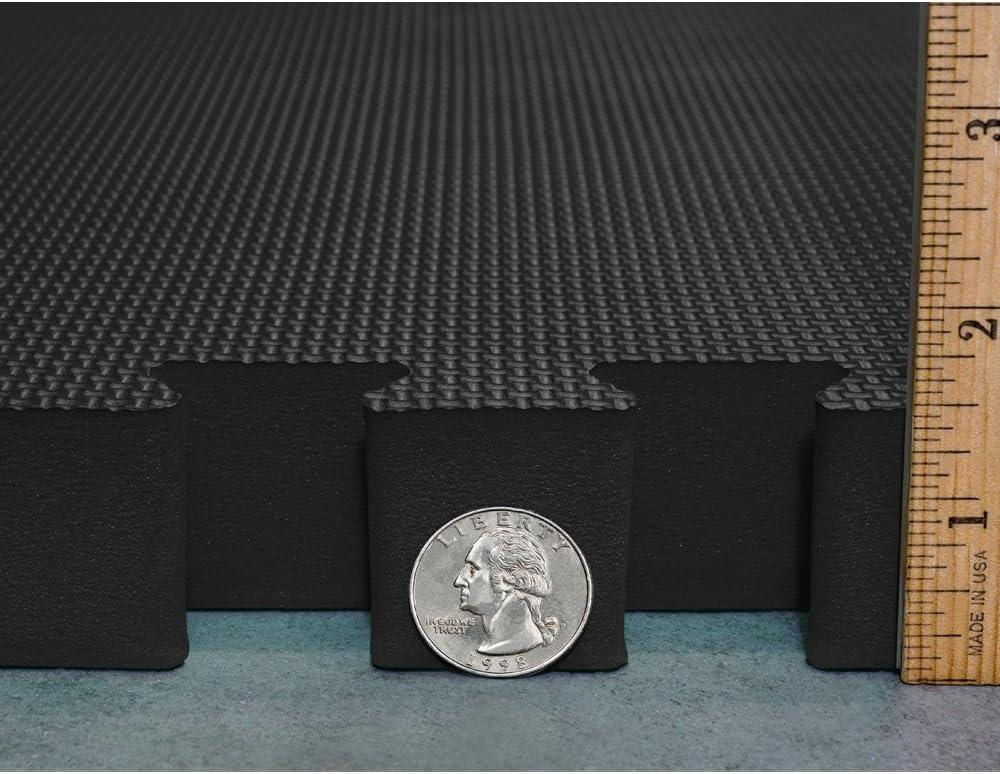 Meister X-THICK 1.5" Interlocking EVA Foam Mats - 2X Cushion for Wrestling, MMA Takedowns & Gymnastics - 2'x2' Tiles - Black - 36 Tiles (144 Sqft)