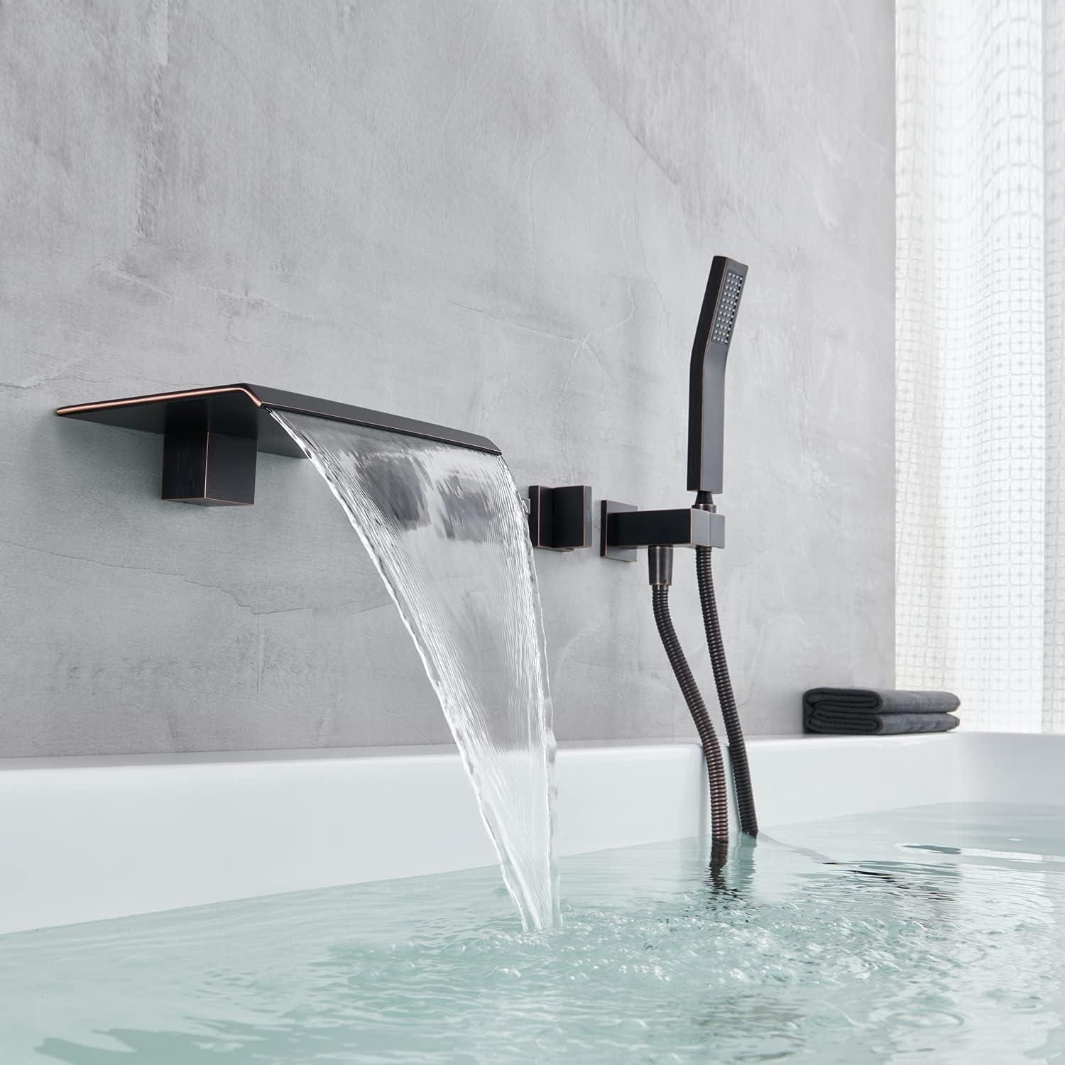 Oil Rubbed Bronze Wall Mount Tub Faucet with Hand Shower