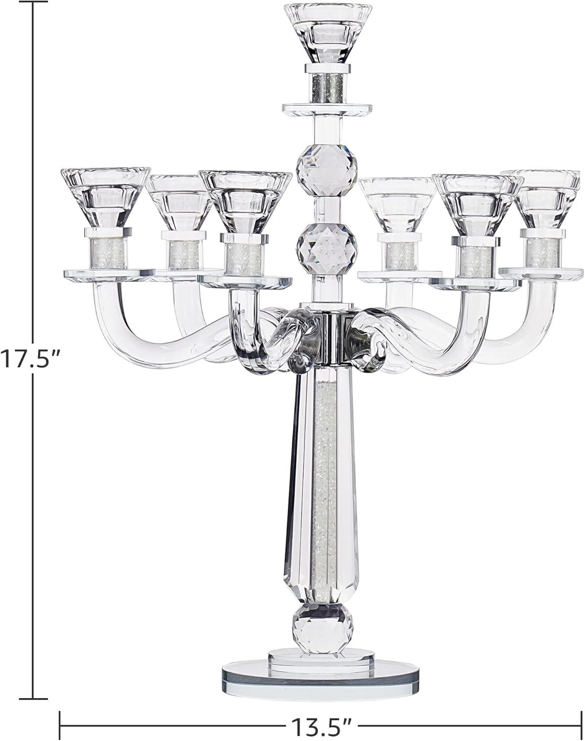 Crystal Candelabra with 7 Arms and Round Crystals in Center Stem