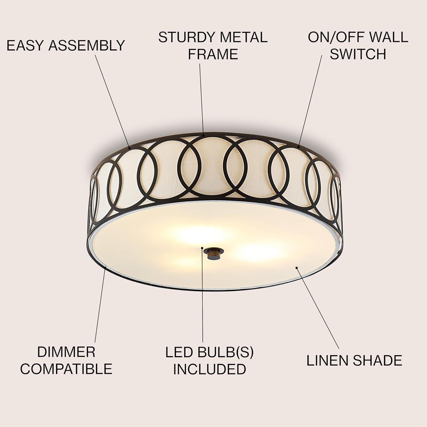 Aubrey 3-Light 15.5" Metal LED Flush Mount, Oil Rubbed Bronze