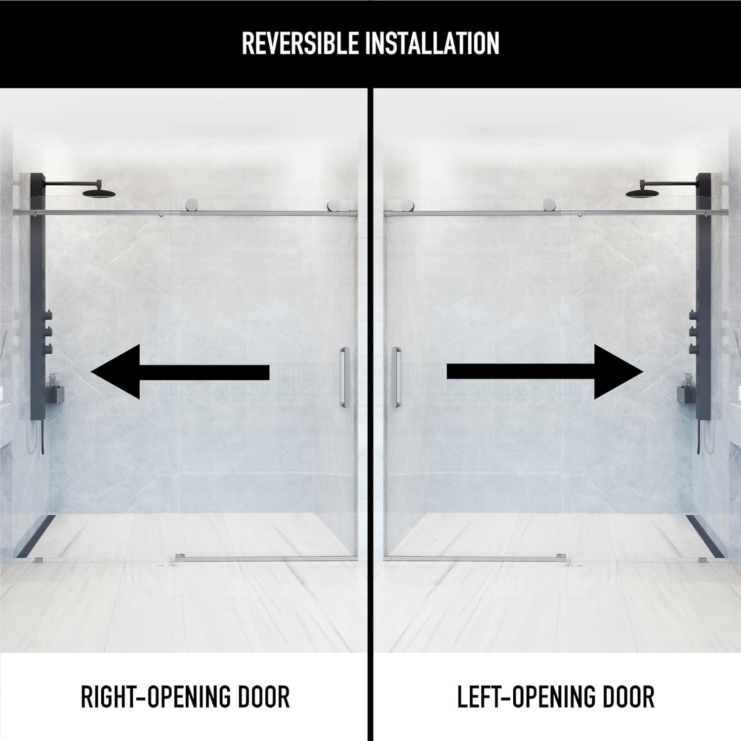 Elan 68-72" W x 76" H Sliding Frameless Shower Door with 3/8" Clear Glass