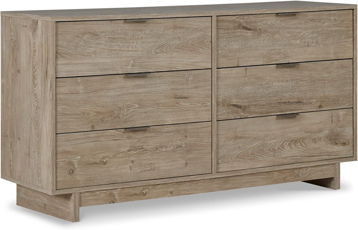 Signature Design by Ashley Contemporary Oliah 6 Drawer Dresser, Natural