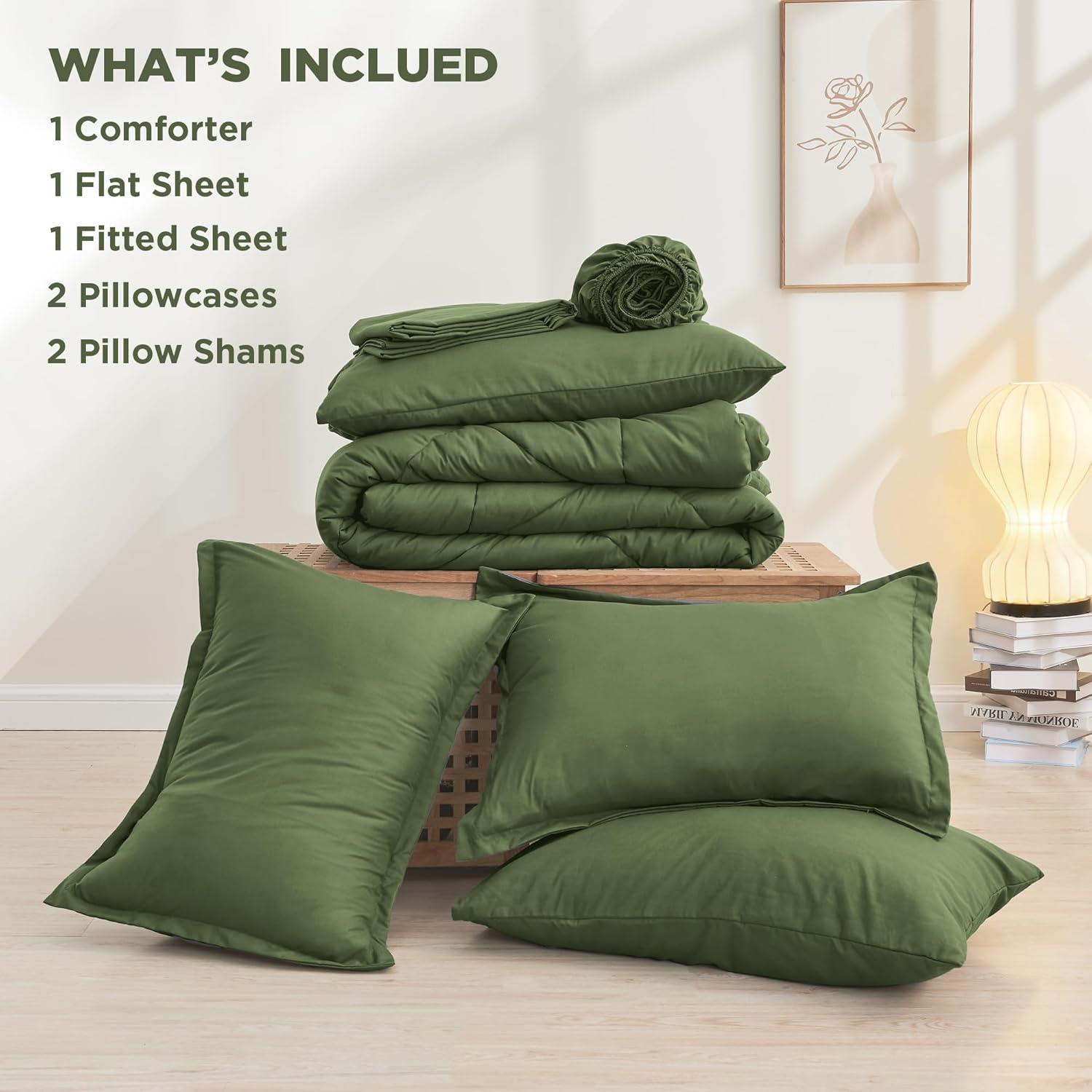 Comforter Set Olive Green - 7 Piece - King