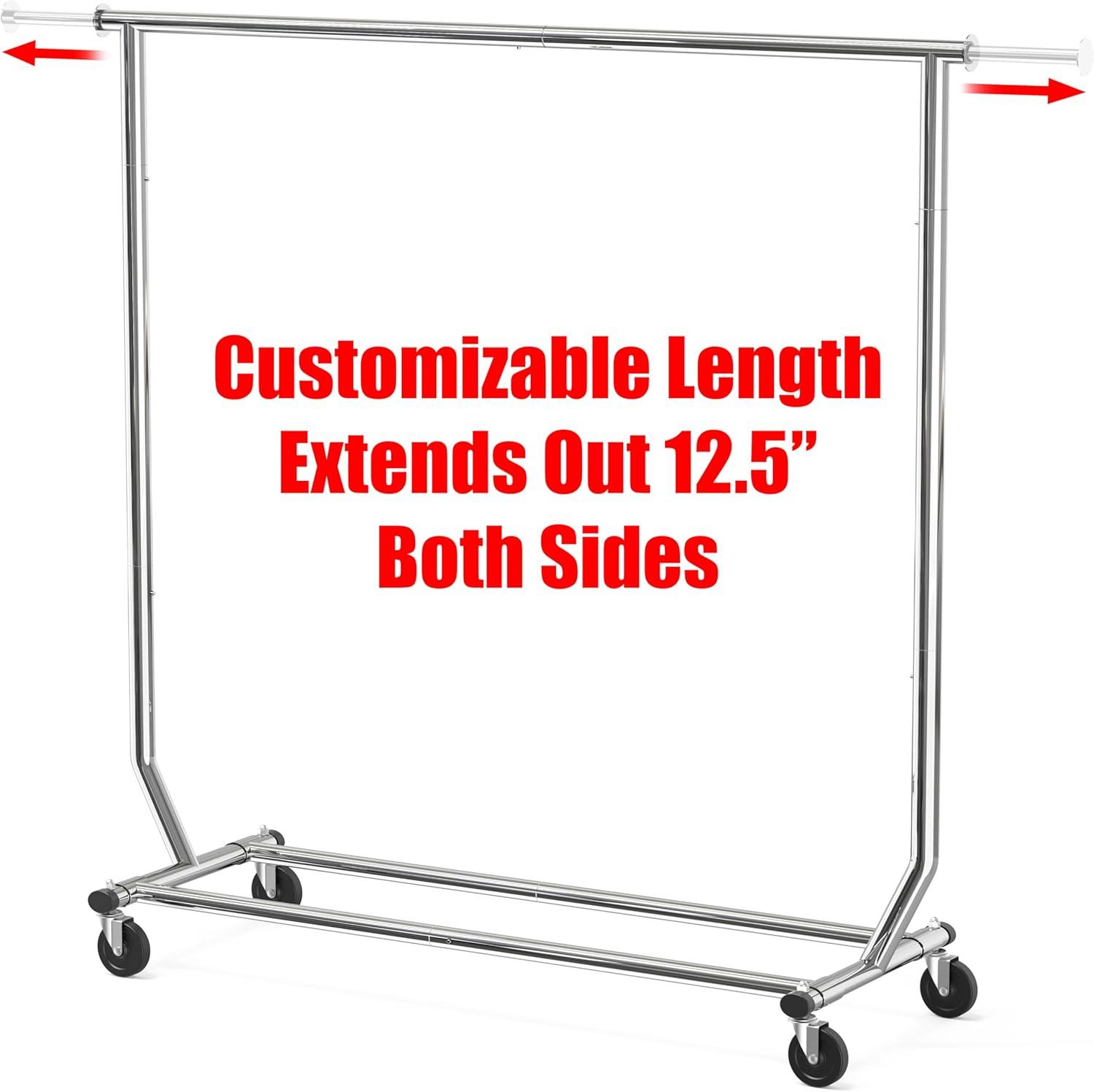 Chrome Rectangular Portable Clothing Garment Rack
