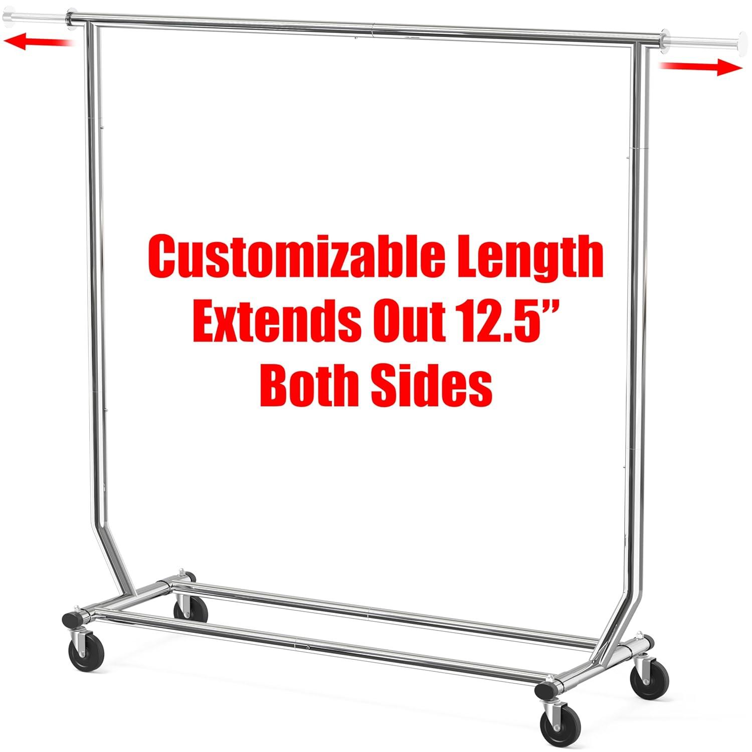 Chrome Rectangular Portable Clothing Garment Rack