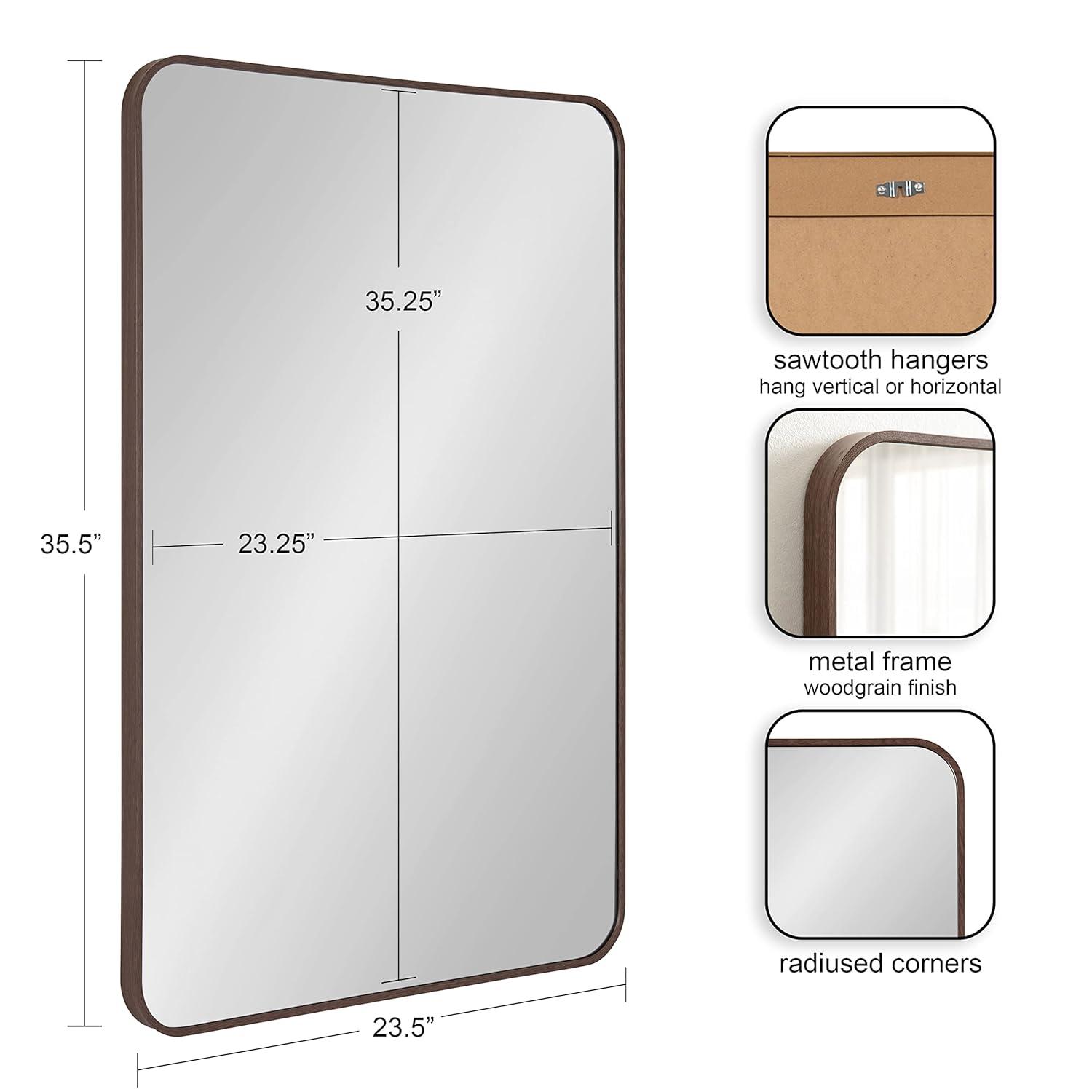 Kate and Laurel Zayda Radius Rectangle Framed Wall Mirror, 24x36, Walnut Brown