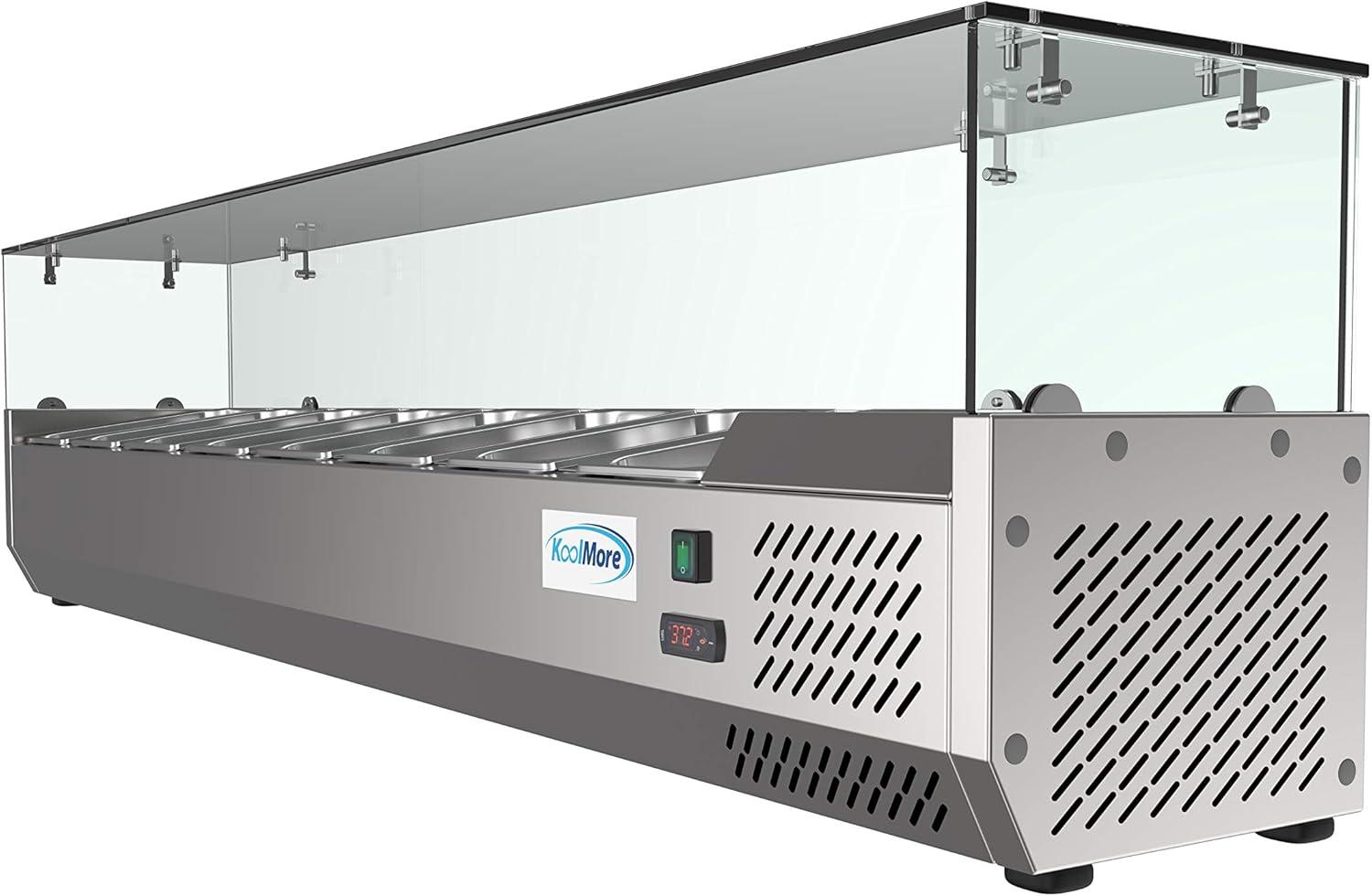 KoolMore 71 in. Eight Pan Refrigerated Countertop Condiment Prep Station