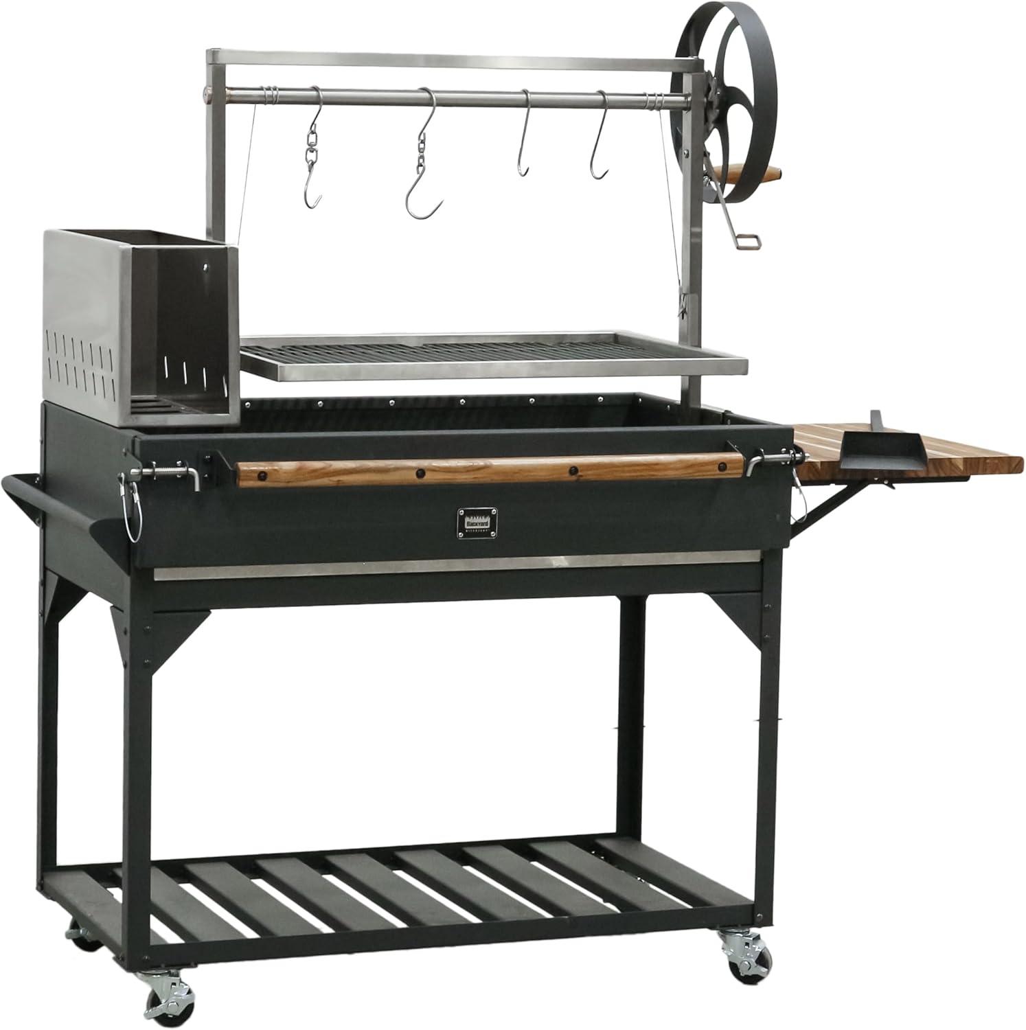 Backyard Discovery Argentine Santa Maria Heritage Wood Fire & Charcoal Steel BBQ Grill with Fire Bricks and Adjustable Grates