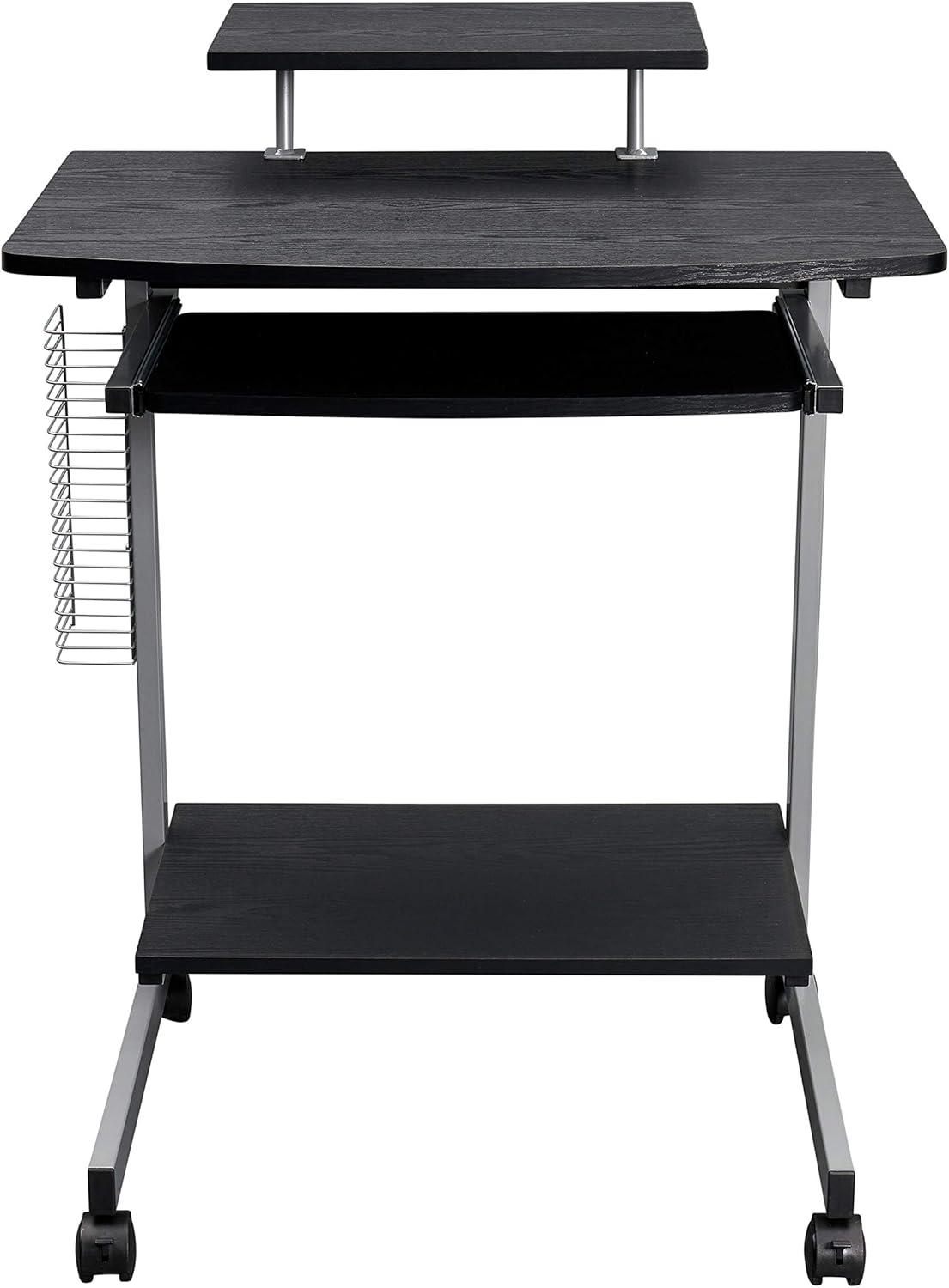 Espresso Compact Workstation Cart with Slide-Out Keyboard Tray